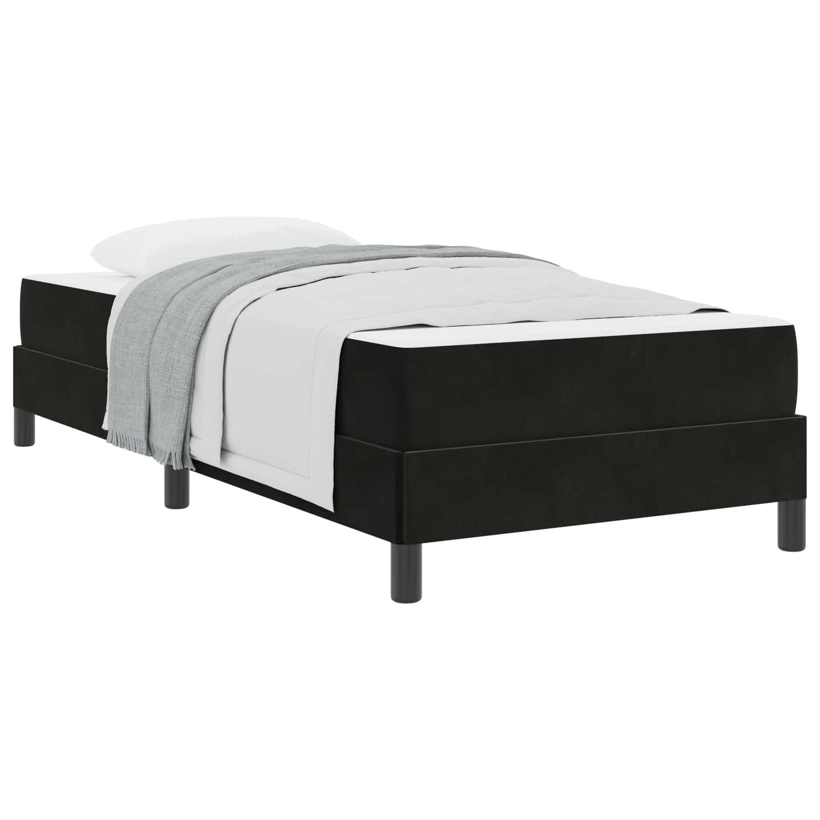 vidaXL Bett Boxspringbett mit Matratze Schwarz 90 x 190 cm Stoff (1-tlg)