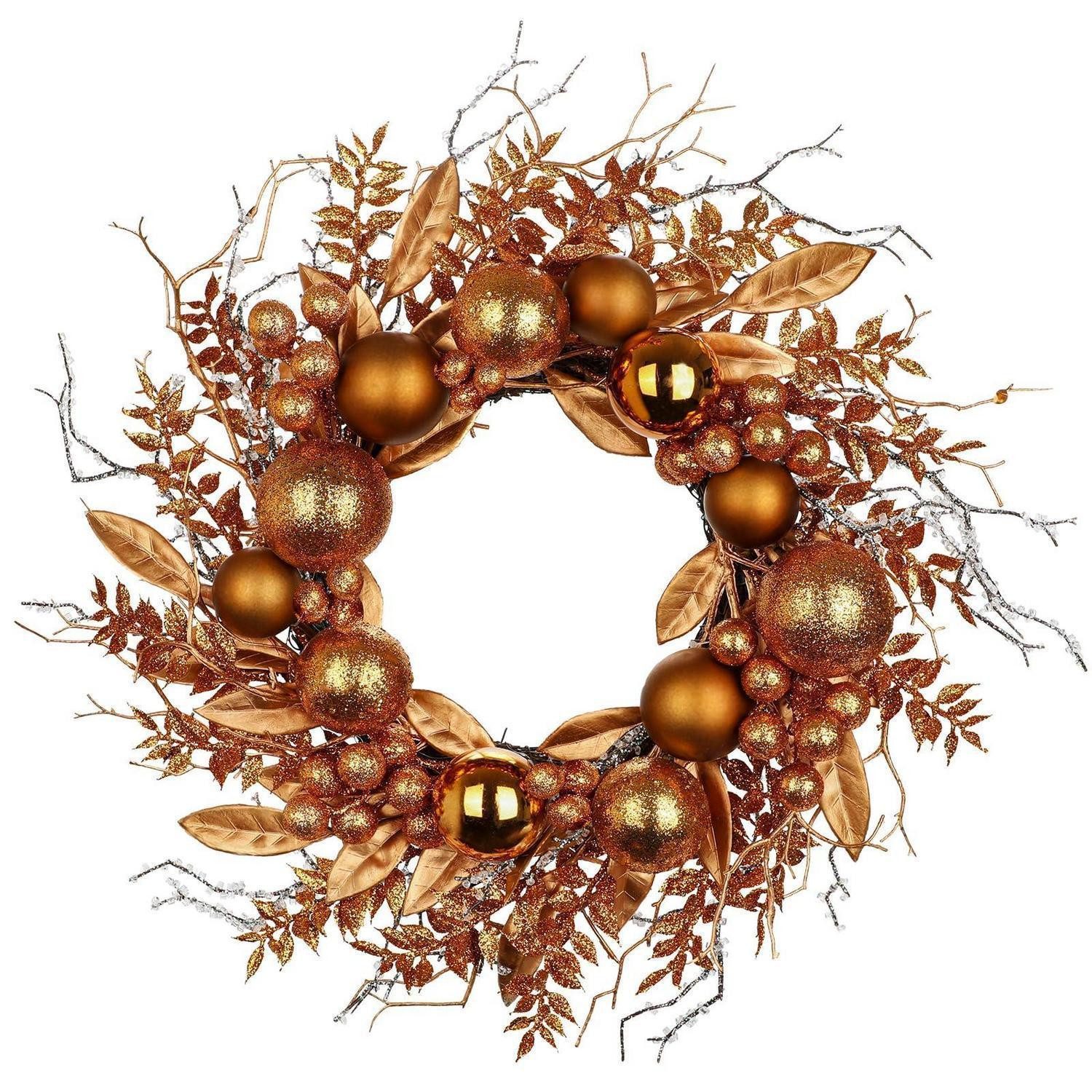 LuxusKollektion Adventskranz Weihnachtskranz Ø 40CM braun mit Kugeln