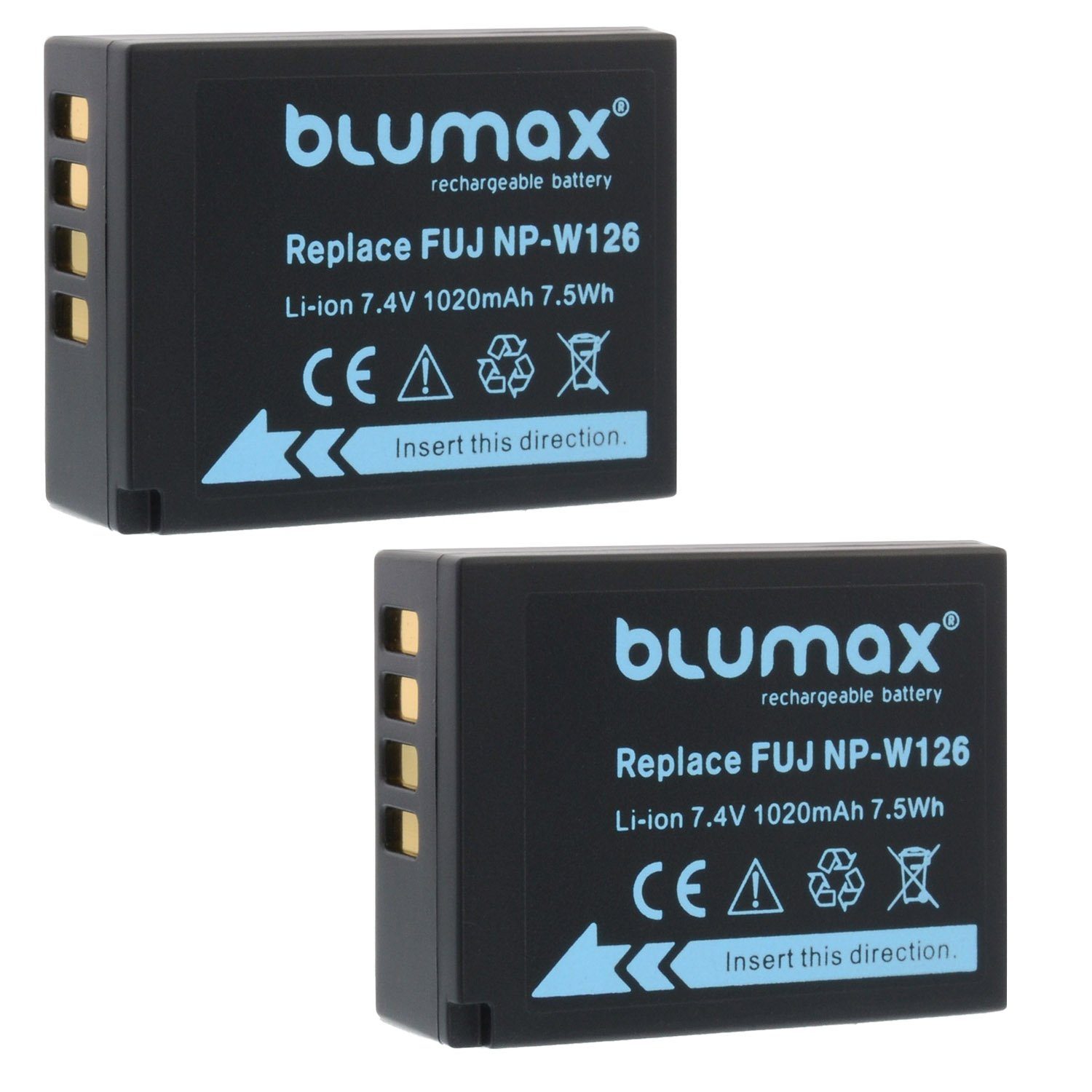 mit -W126s Lader für Kamera-Akku 1020 Fuji mAh Set Blumax NP-W126