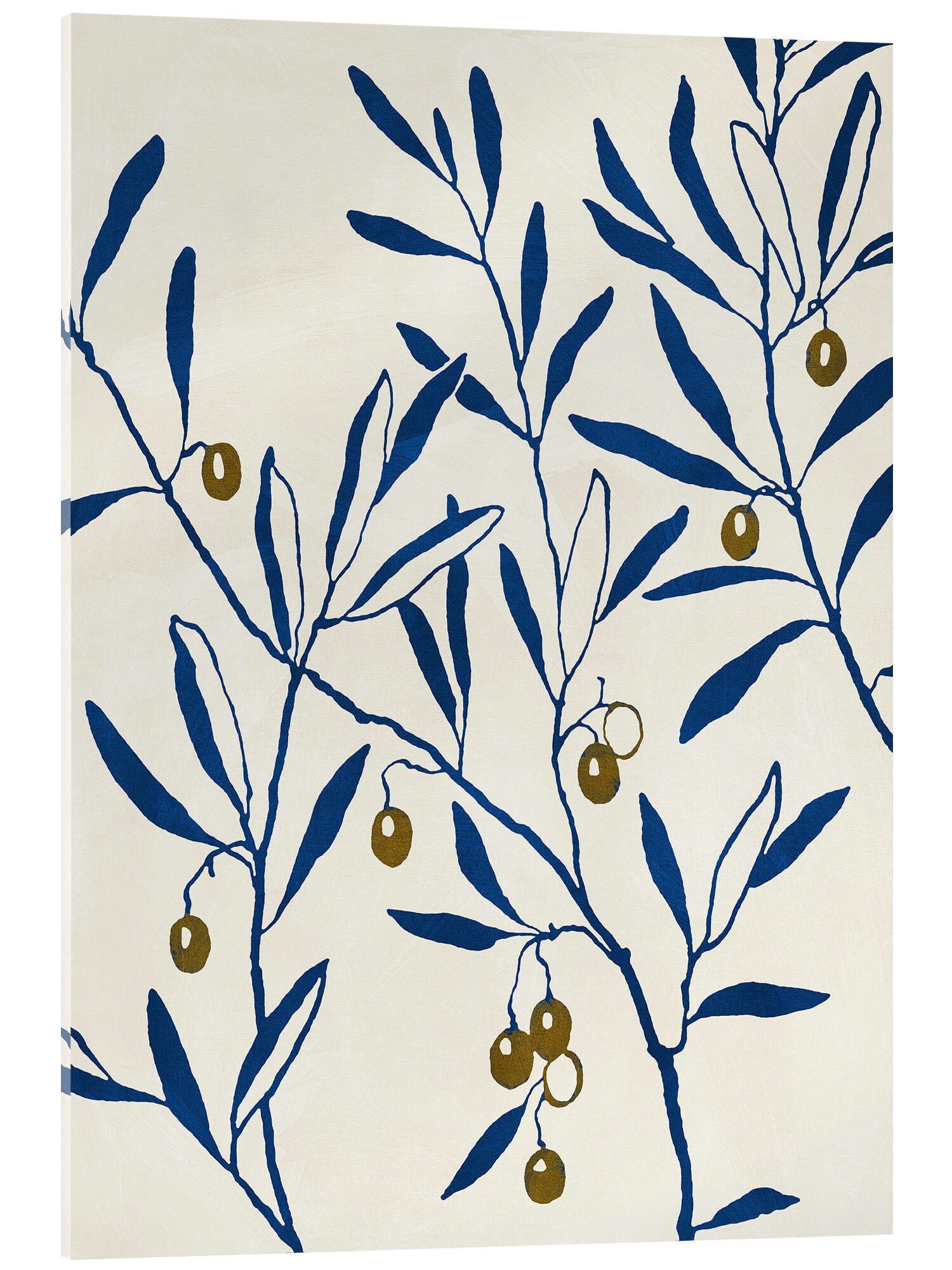 Posterlounge Acrylglasbild Adriano Oliveira, Olivenzweig - Blau, Boho Grafikdesign