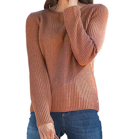 VIA APPIA Rundhalspullover »VIA APPIA Strick-Pullover schimmernder Damen Sweater mit Glanz-Garn Kuschel-Pulli Braun«