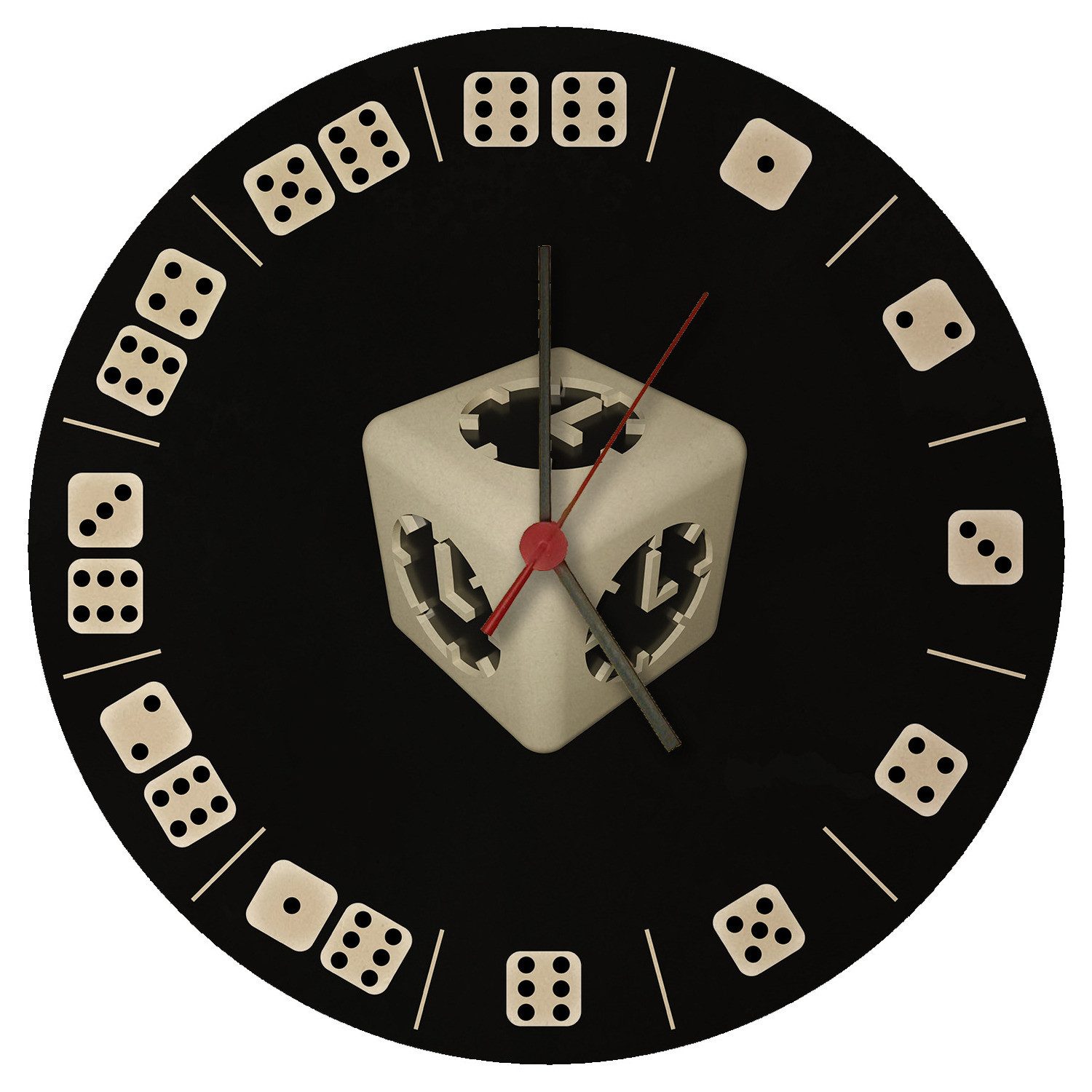 Wanduhr Würfelaugen Wanduhr aus MDF