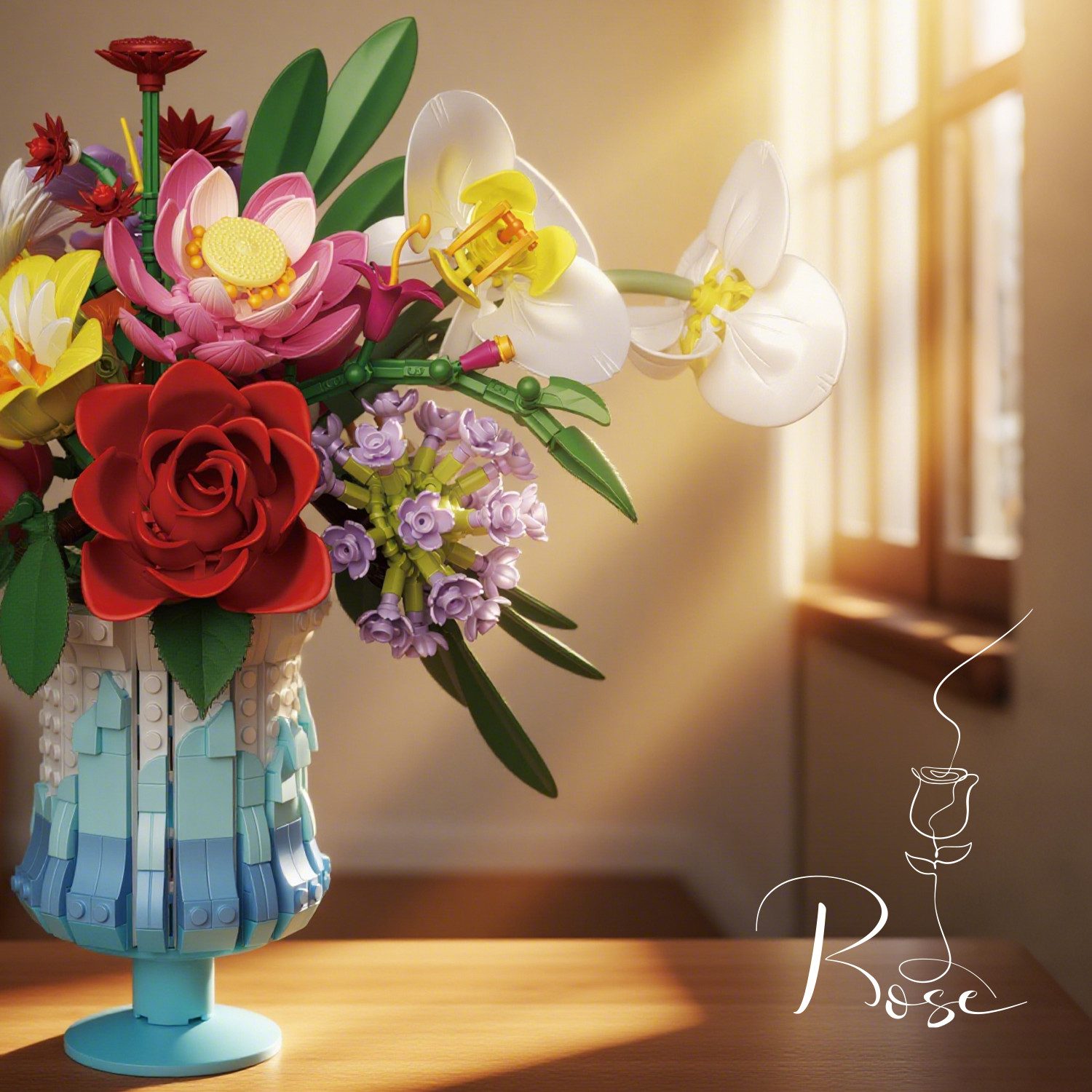 Esun Blumensträuße Bausteine Blume Set, Blumen und Pflanzen Serie Spielbausteine, (Set, 956 St., Komplettset), Home Deko Muttertag Geburtstag Valentinstag 956 St