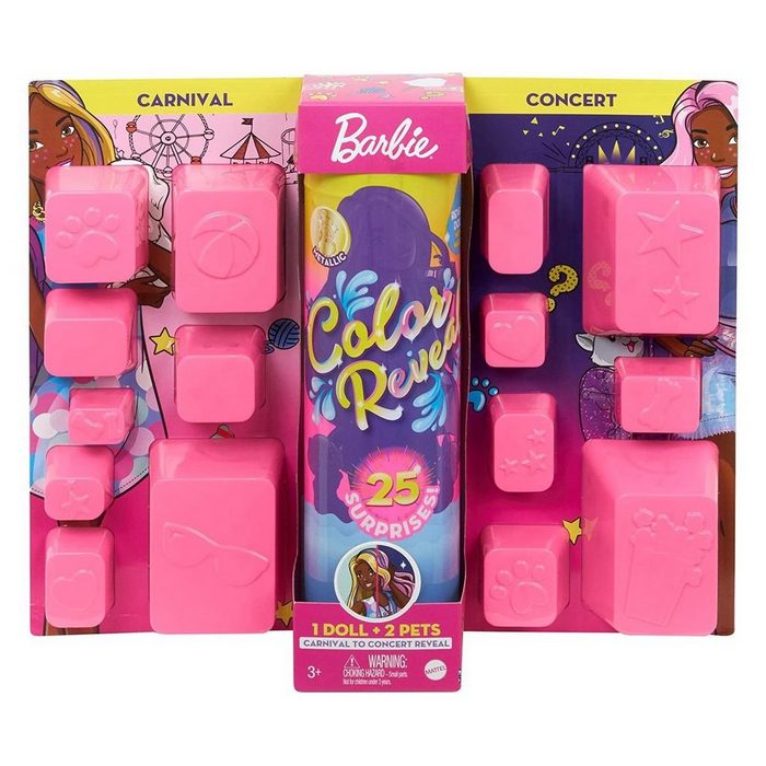 Mattel® Anziehpuppe Mattel GPD57 - Barbie - Color Reveal - Puppe mit 25 Überraschungen inkl. Tag-Nacht-Wechseloutfit