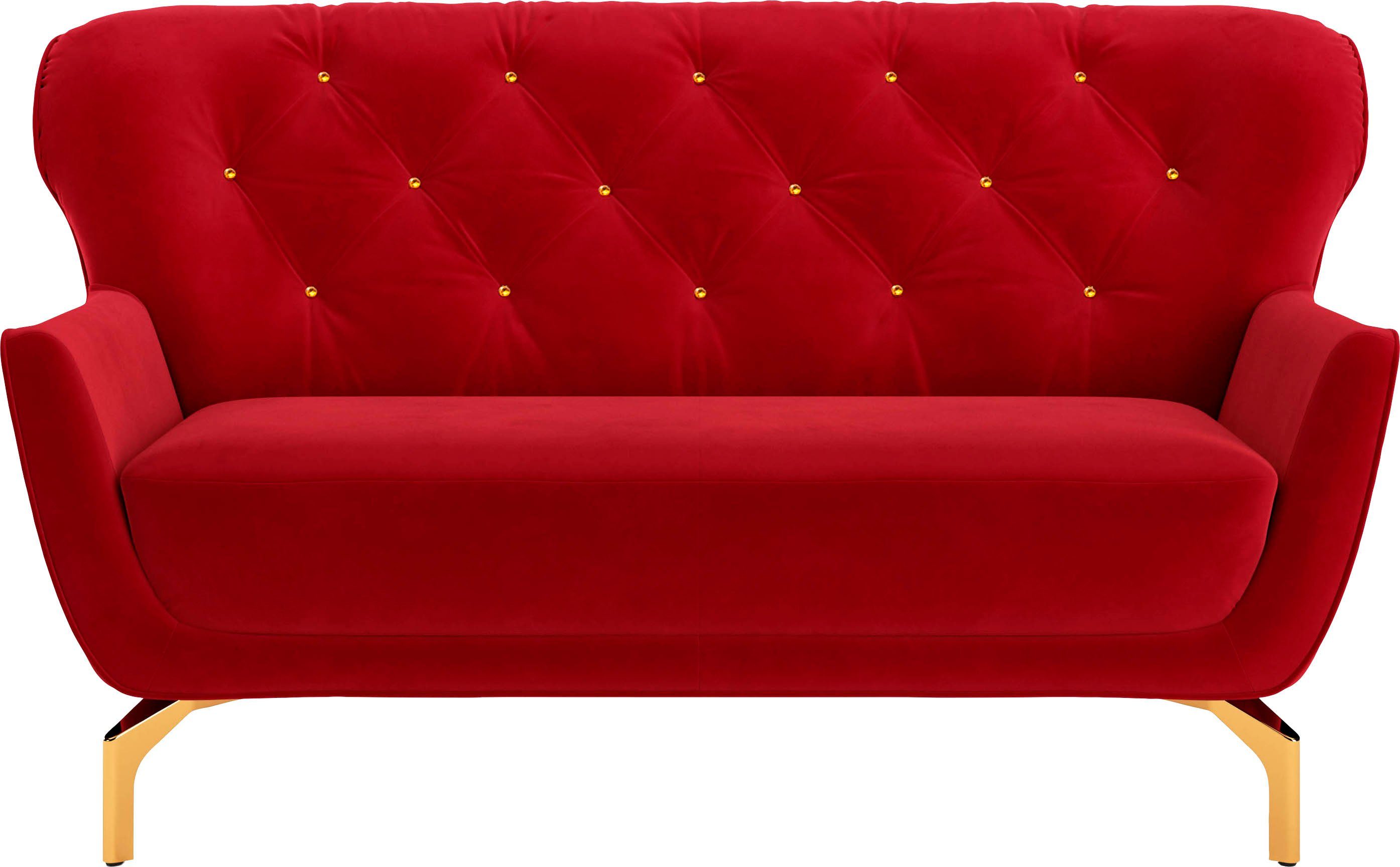 sit&more 2-Sitzer Orient 3 V, inkl. 2 Zierkissen mit Strass-Stein, goldfarbene Metallfüße