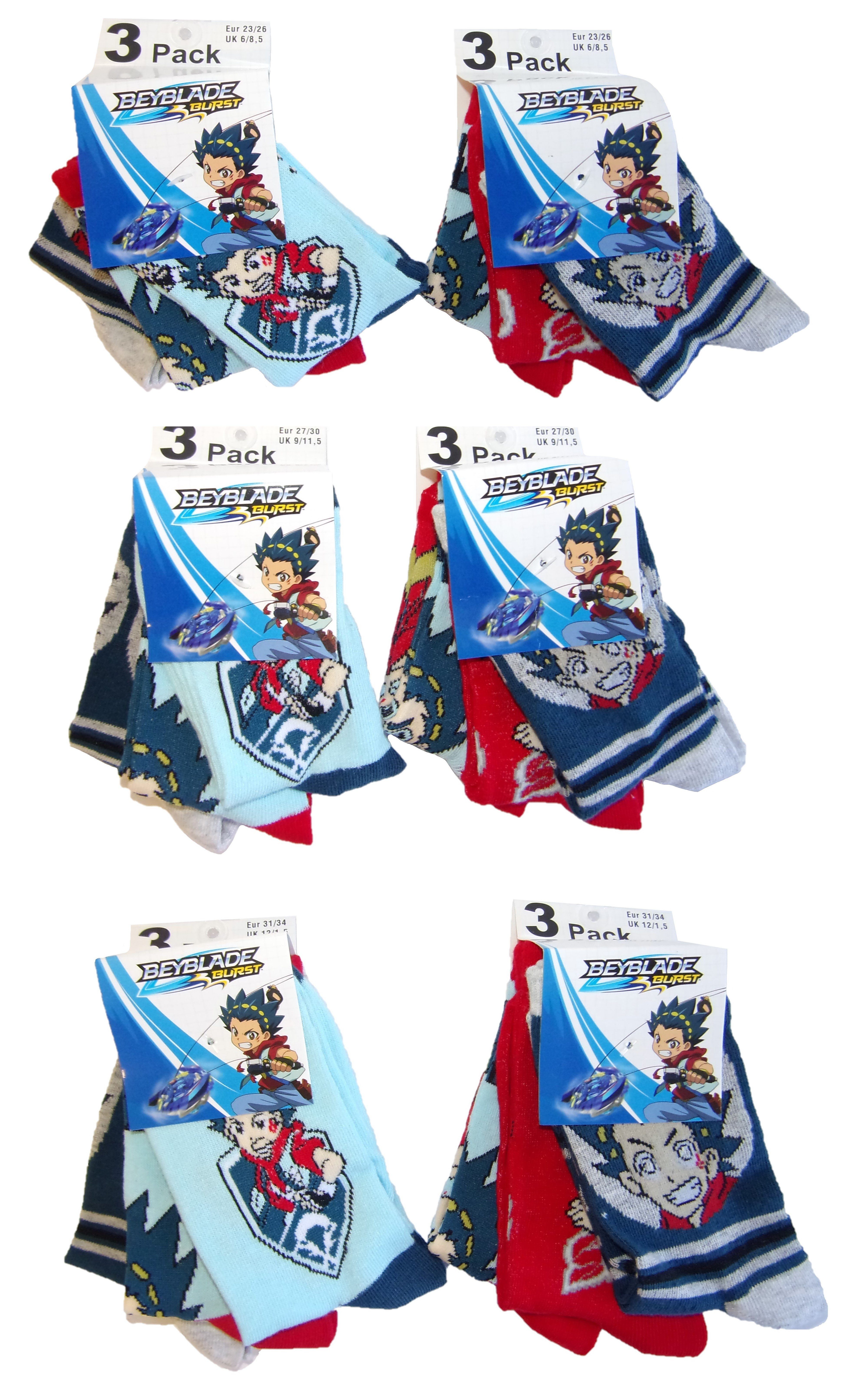 Beyblade Socken Beyblade Burst Socken für Kinder 23/26 (6er Pack)