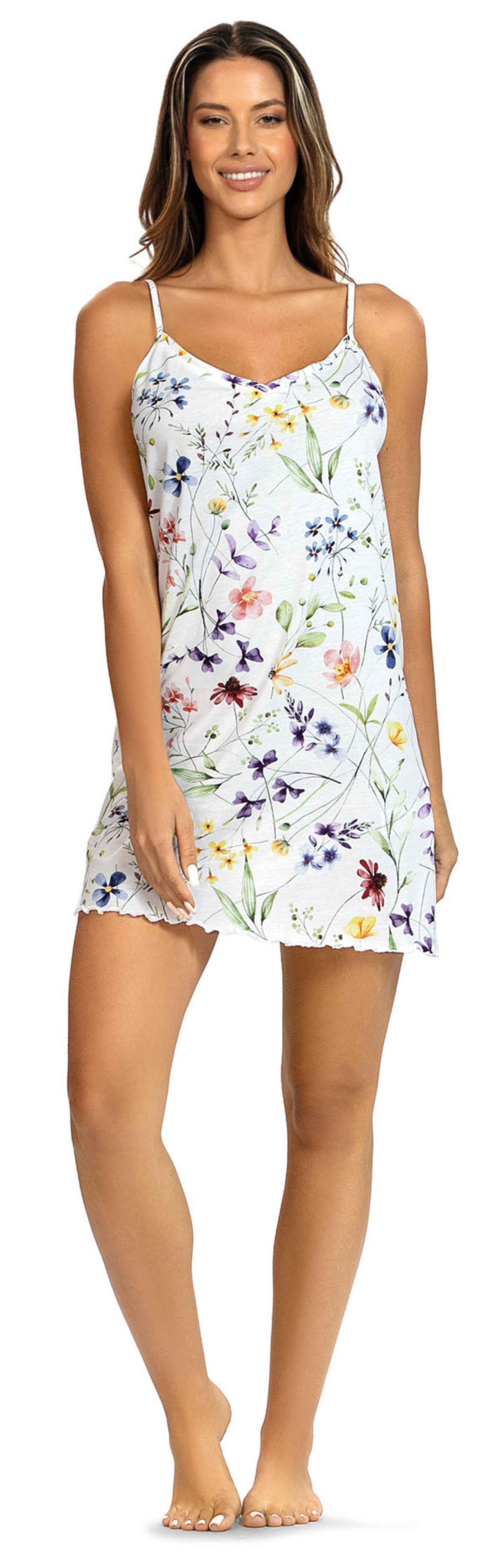 Ascafa Nachthemd Damen Schlafshirt mit Spaghettiträgern (1-tlg) Baumwolle