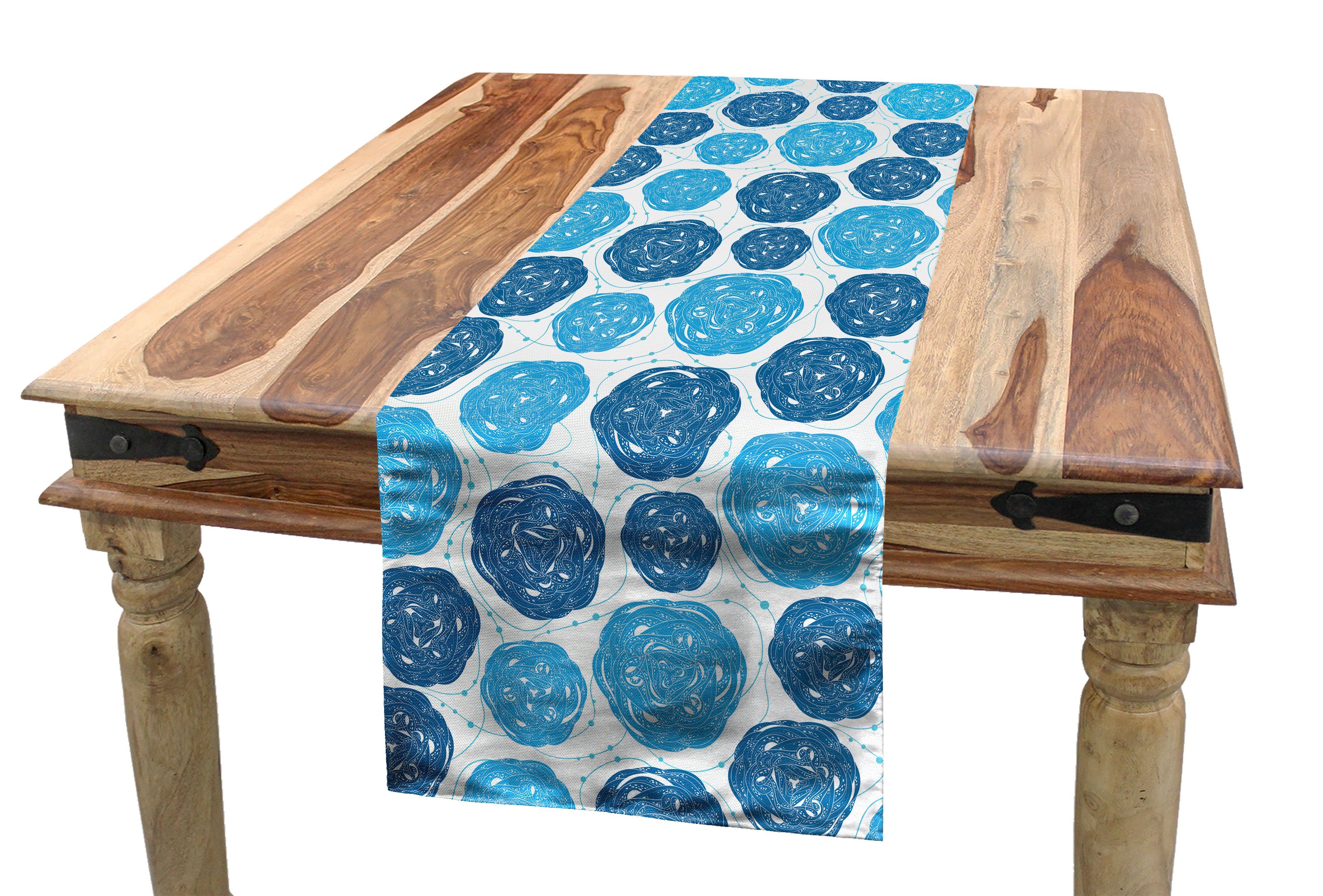Abakuhaus Tischläufer Esszimmer Küche Rechteckiger Dekorativer Tischläufer, Abstrakt Formen mit Streifen Dots