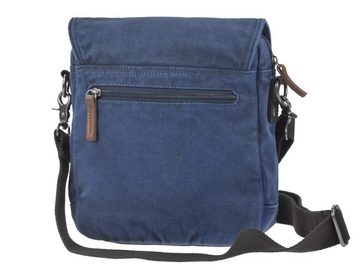 Greenburry Umhängetasche Aviator Blue Edition, used Look Canvas mit Lederbesatz, Schultertasche, Messenger 24x27cm