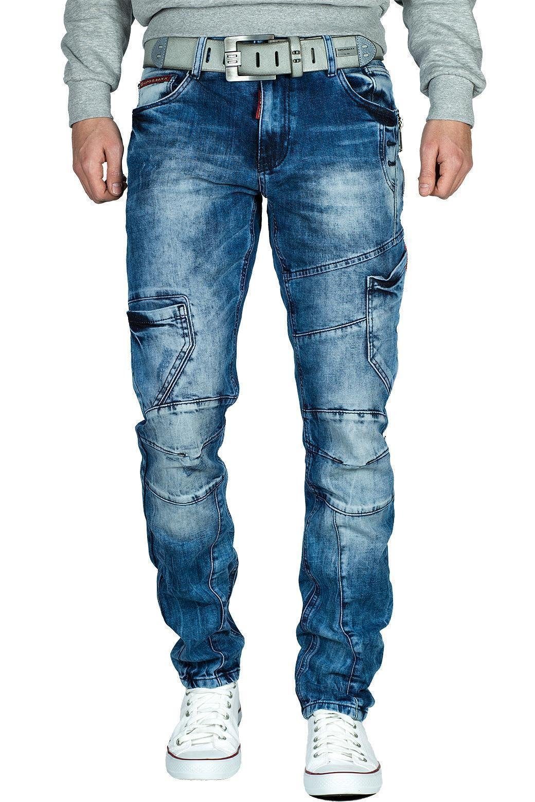 Cipo & Stonewashed Hose Regular-fit-Jeans BA-CD478 mit Ziernähten Cargo Baxx