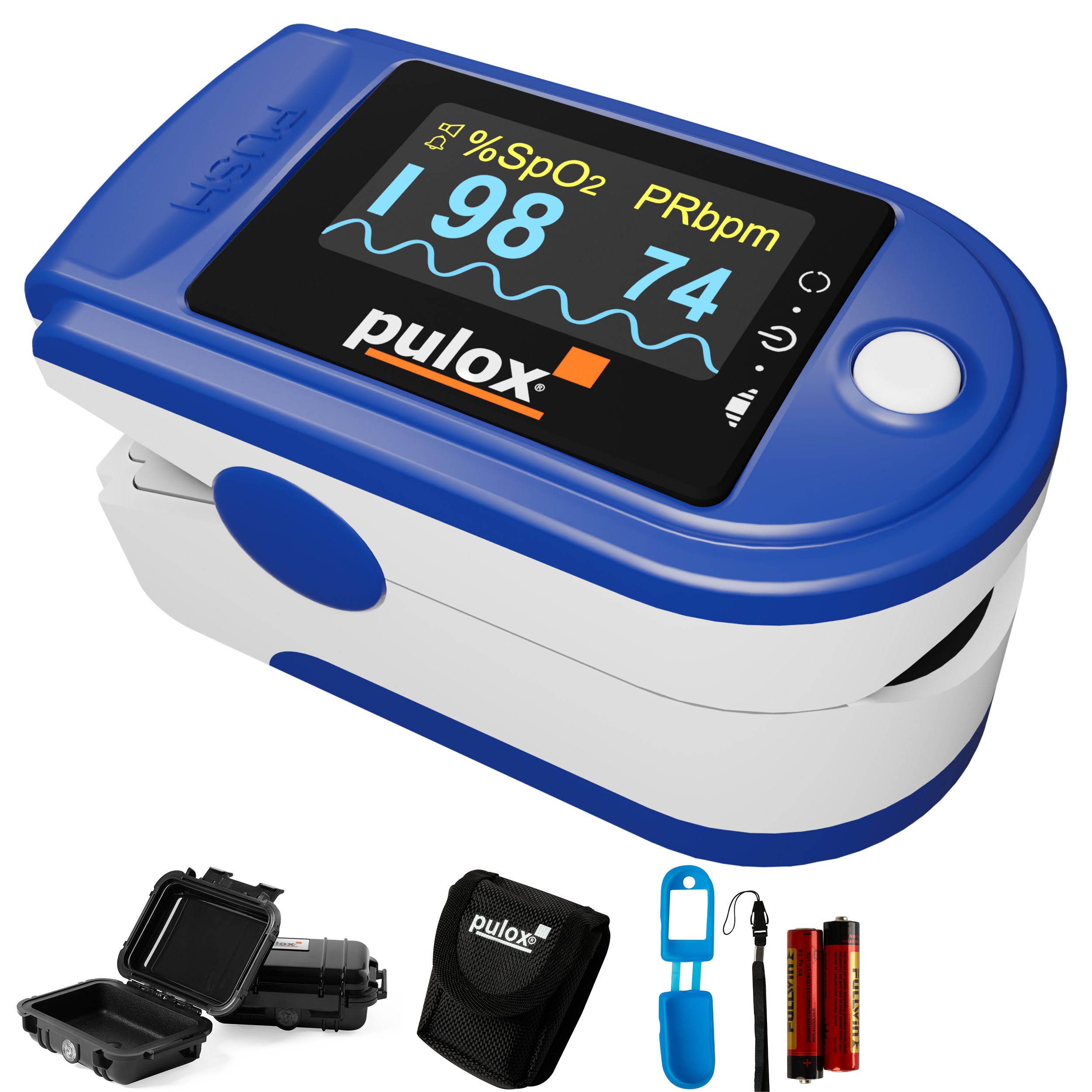 Pulsoximeter PO-200A mit Alarm und Pulston Blau
