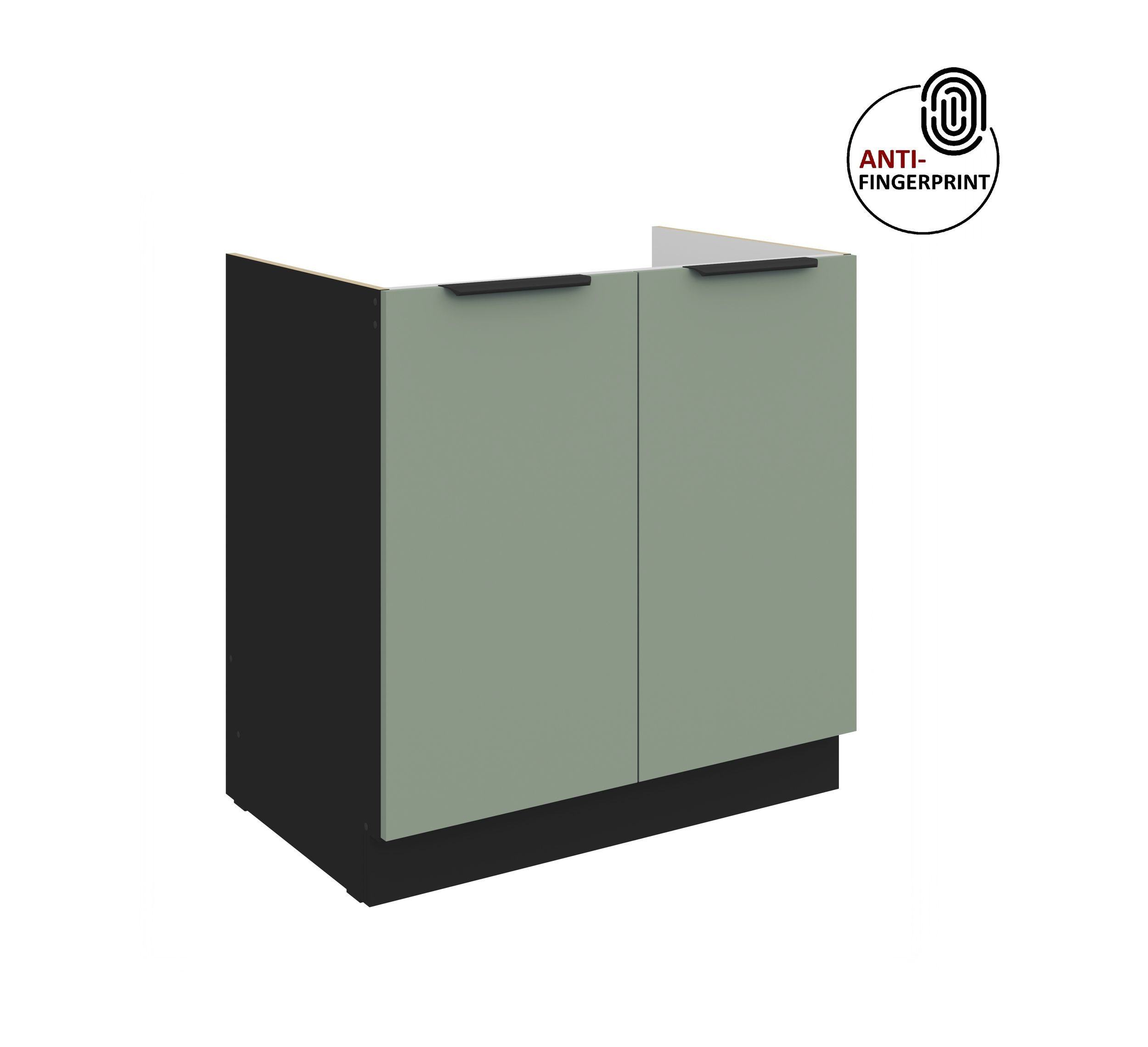 Küchen-Preisbombe Spülenunterschrank 80 cm Küche ARIA Aquamarin ultra matt Anti Fingerprint Küchenzeile