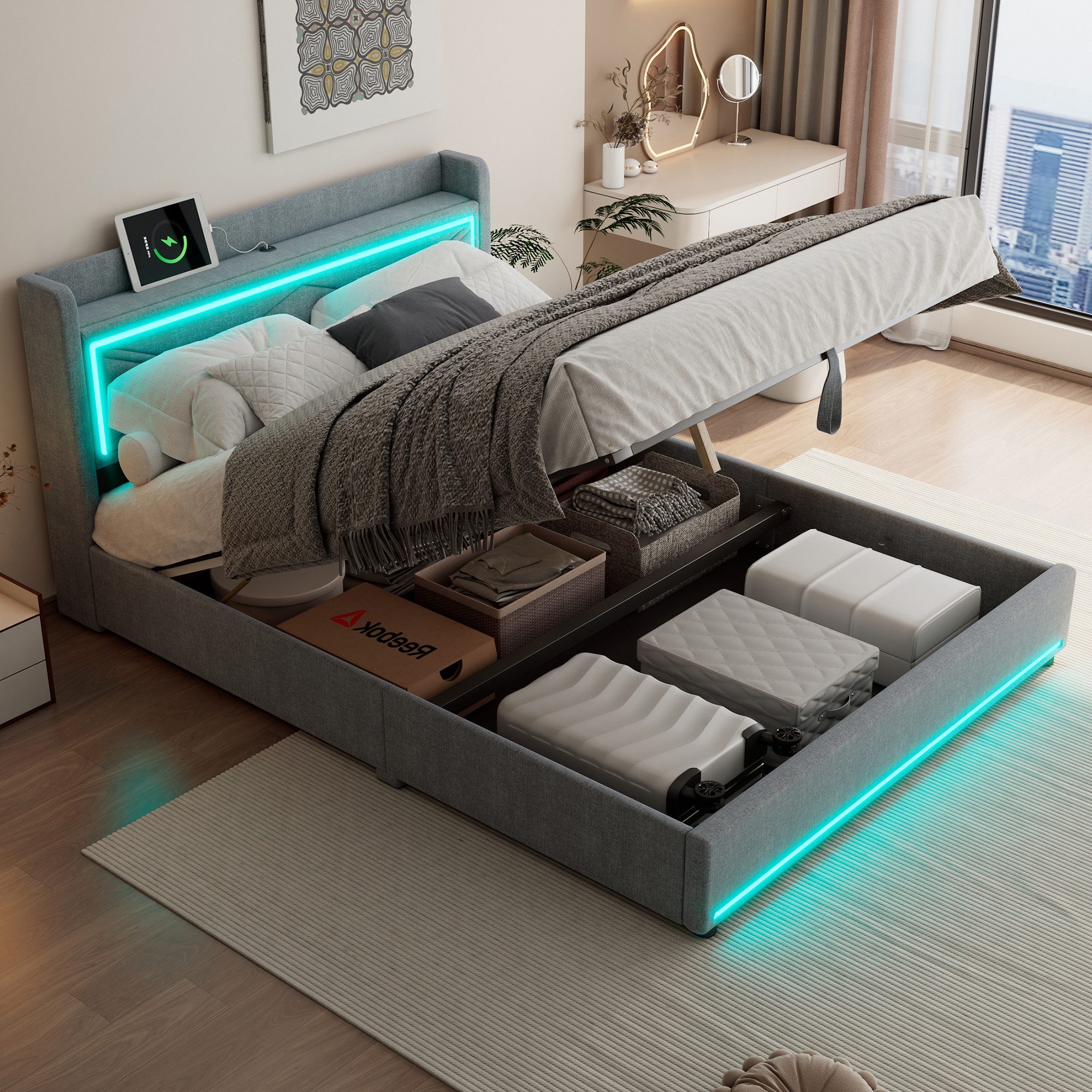 STILVORA Polsterbett 160×200 mit bettkaten,Funktionsbett mit günstig online kaufen