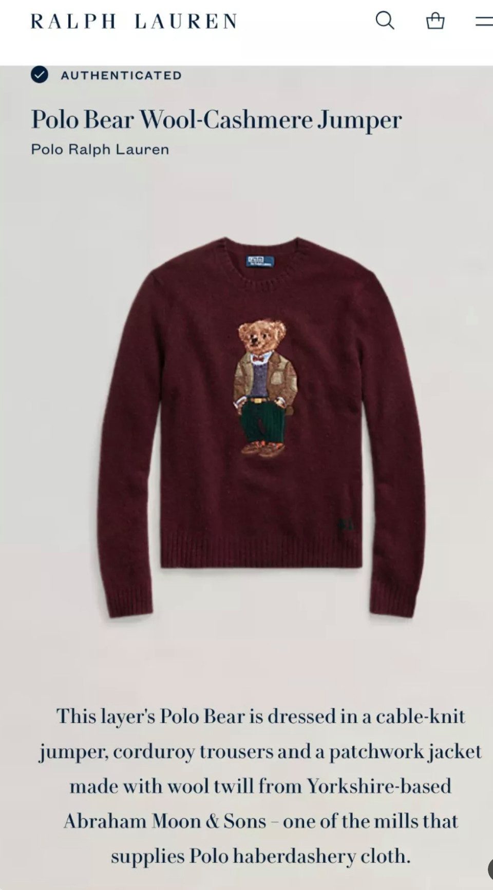 Polo Ralph Lauren Strickpullover Polo Bear Teddy Bär Strick Pullover Pulli Unisex L Sofortige Authentifizierung über das Ralph Lauren-System möglich