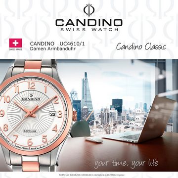 Candino Quarzuhr Candino Damen Uhr Analog C4610/1, (Analoguhr), Damen Armbanduhr rund, Edelstahlarmband roségold, silber, Elegant