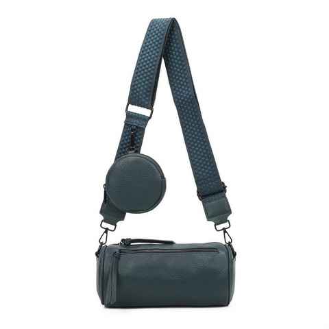 ITALYSHOP24 Gürteltasche Damen Zylinder Crossbody Tasche Umhängetasche Vintage Bodybag, Brusttasche Schultertasche Bucket Bag Retro Messenger
