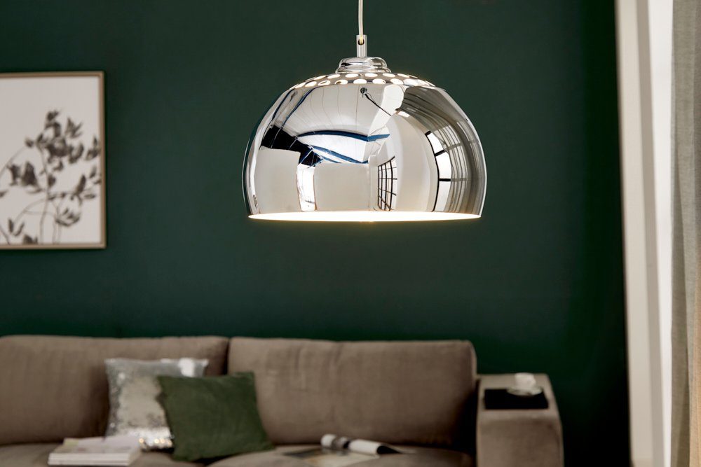 Metall Leuchtmittel, · ohne Esszimmer Hängeleuchte Modern CHROME Wohnzimmer Kugel 32cm riess-ambiente · · chrom, BALL ·