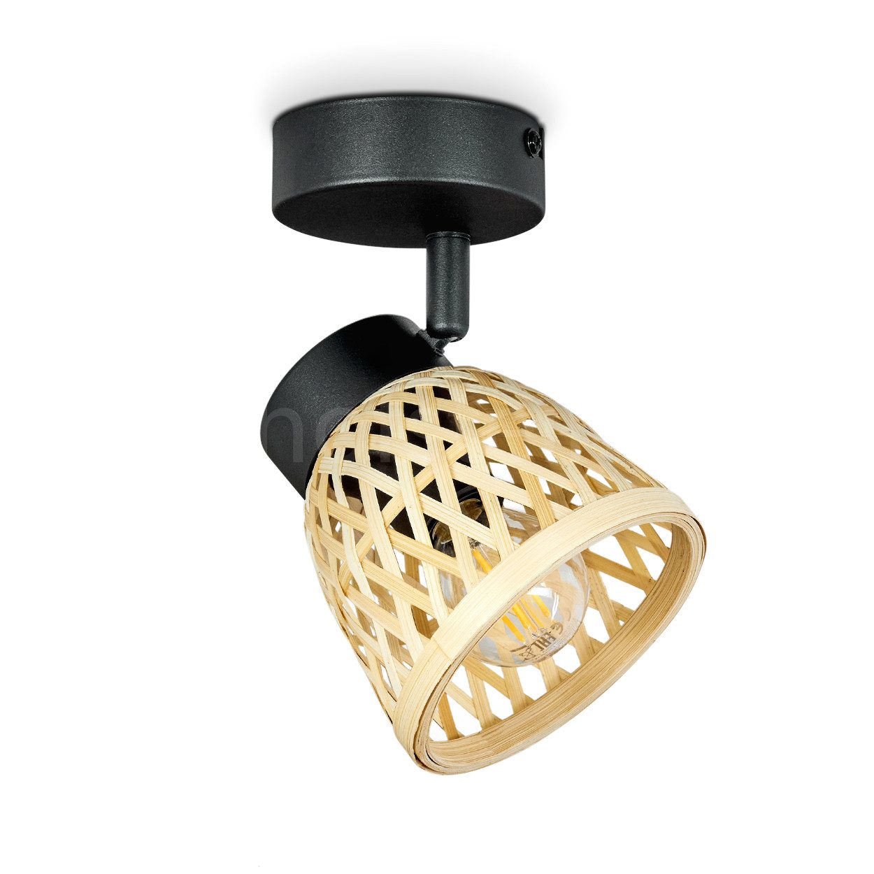 hofstein Wandleuchte »Meretto« moderne Wandlampe aus Metall/Rattan in Schwa günstig online kaufen