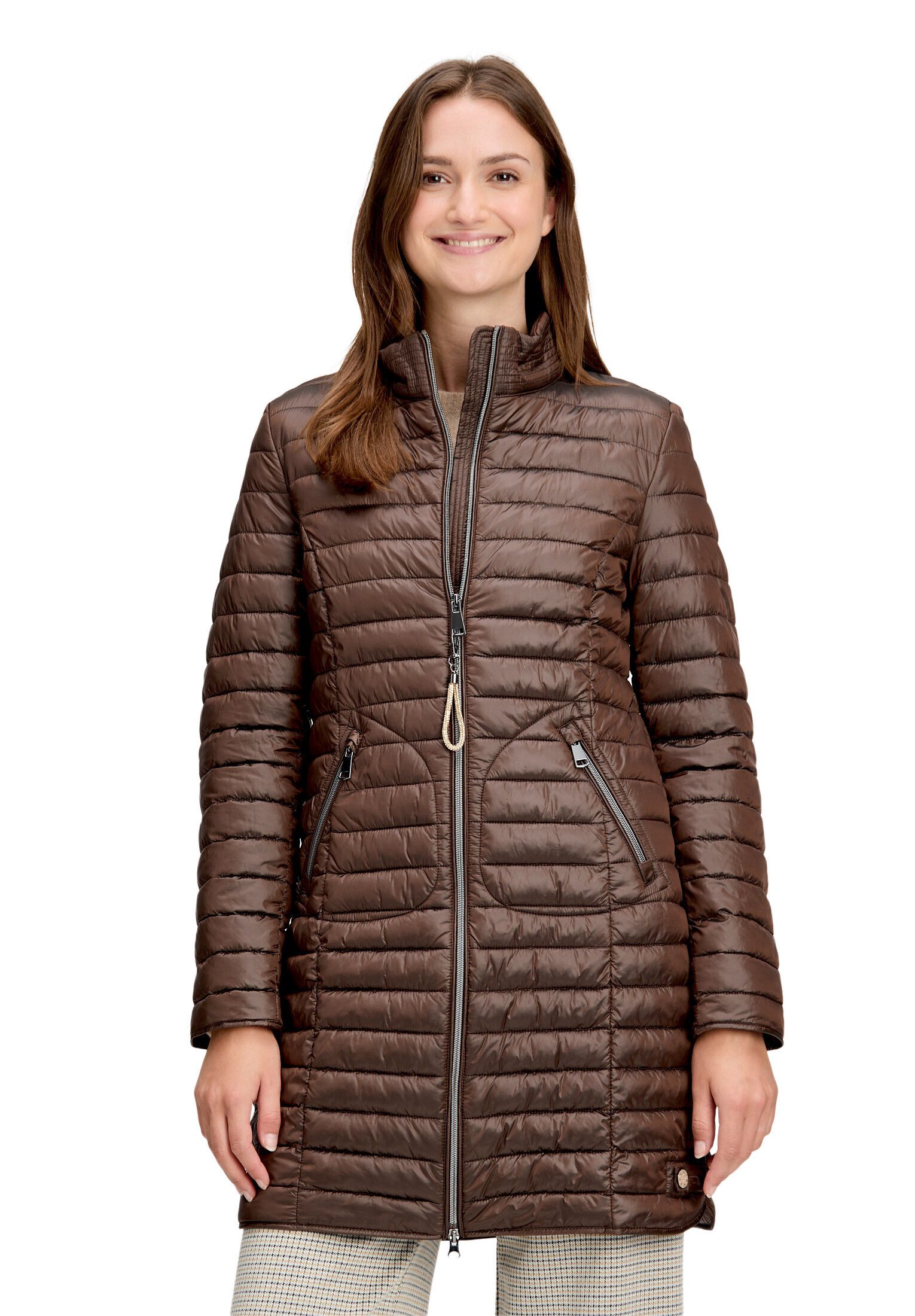 Cartoon Steppjacke Damen mit Reißverschlusstaschen