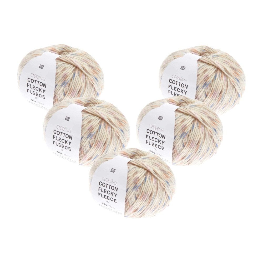 Rico Design 5 x RICO CREATIVE COTTON FLECKY FLEECE DK Häkelwolle, 250 m