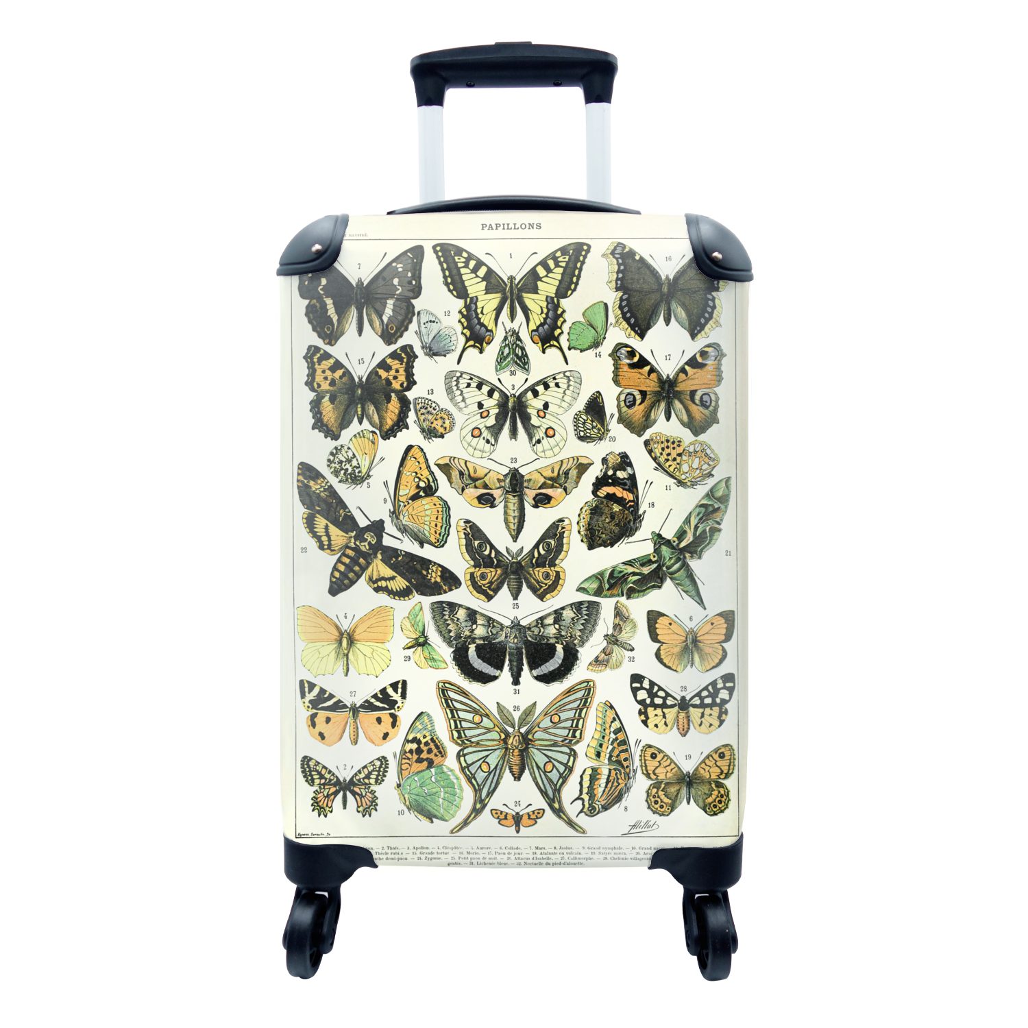 MuchoWow Handgepäckkoffer Tiere - Schmetterling - Gelb, 4 Rollen, Reisetasche mit rollen, Handgepäck für Ferien, Trolley, Reisekoffer