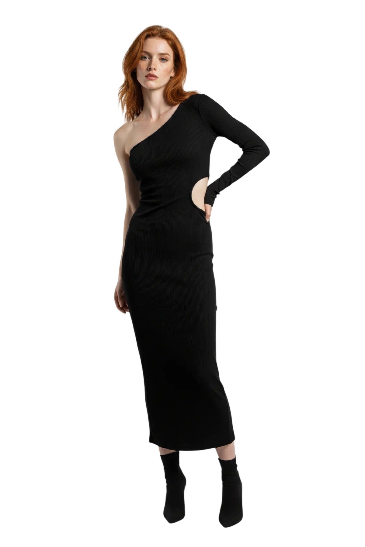 Alexa Dash Midikleid Langes Kleid mit einer Schulter