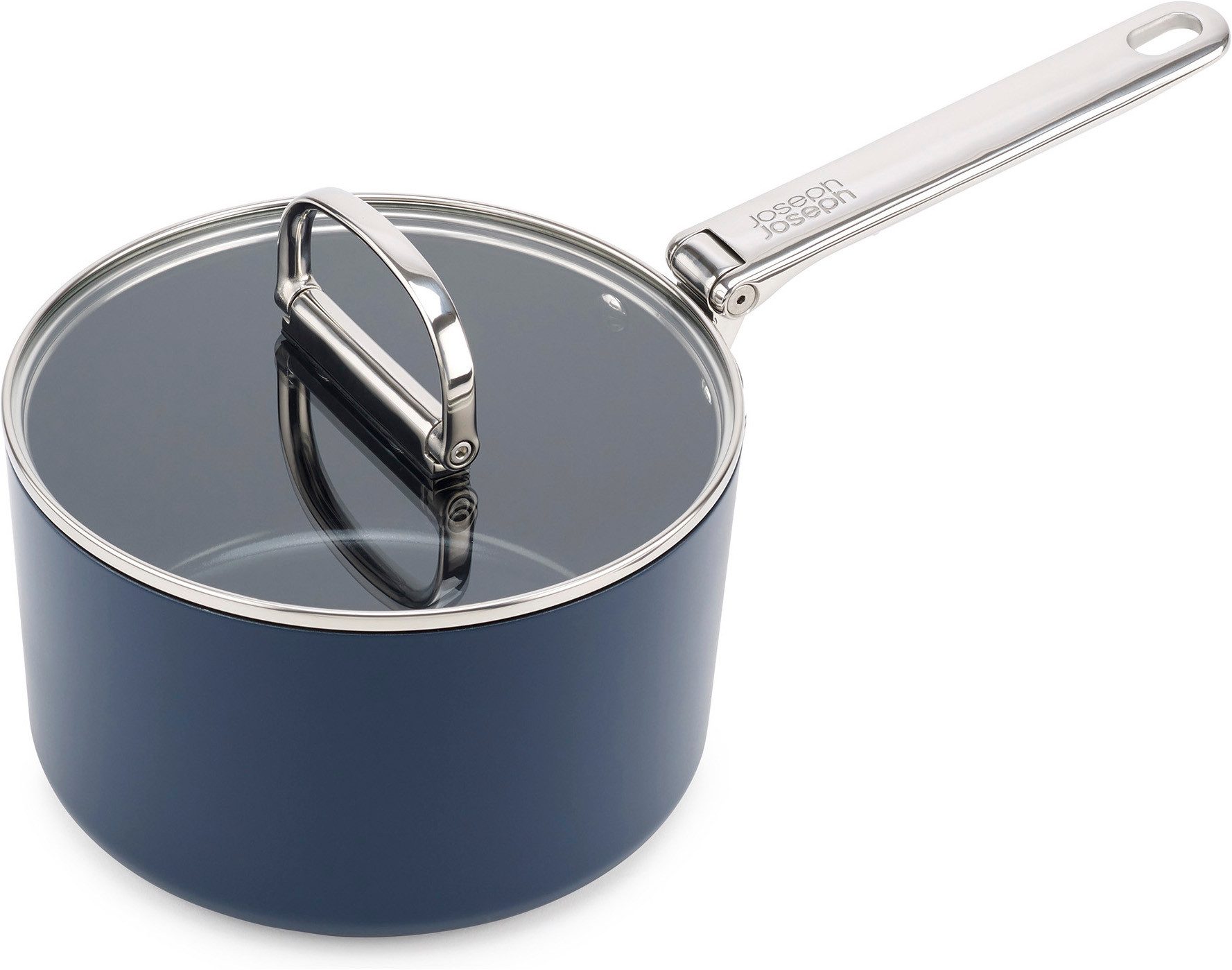 Joseph Joseph Kochtopf Space 19 cm antihaftbeschichteter Topf, Kasserolle, (2-tlg., Topf inkl. Deckel), abklappbare Griffe für maximalen Stauraum