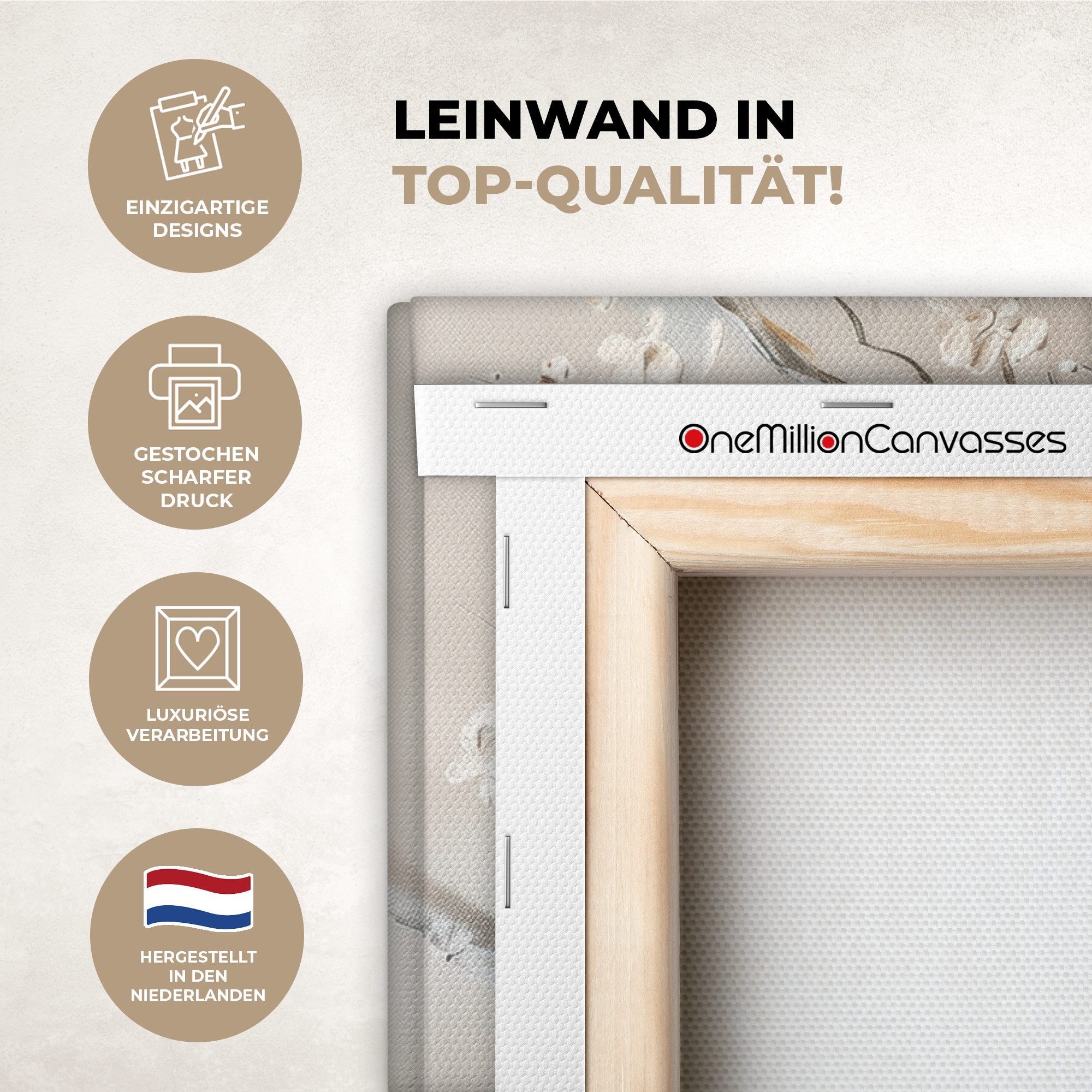 OneMillionCanvasses® Leinwandbild Panorama Blumen - Natur - Weiß - Blüte - Abstrakt, Fotodruck (1 St), Wandbild, Deko Schlafzimmer Wohnzimmer Flur 40x20 cm