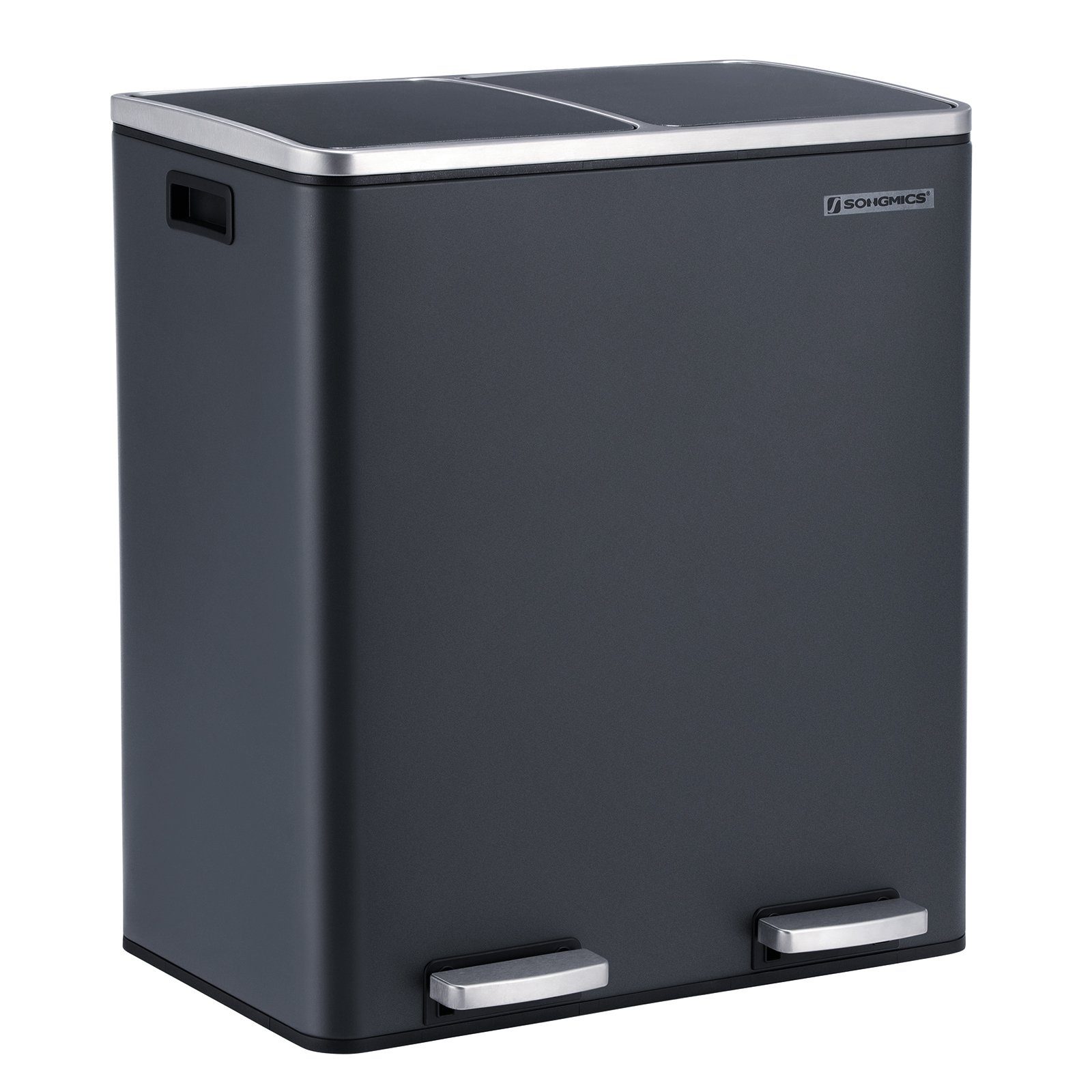 SONGMICS Mülleimer, Mülltrennsystem, mit 2 Fächern, 2 x 30 L, Küche