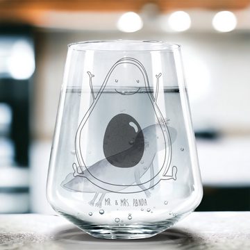 Mr. & Mrs. Panda Glas Avocado Glücklich - Transparent - Geschenk, Chaos, Trinkglas mit Grav, Premium Glas, Exklusive Gravur