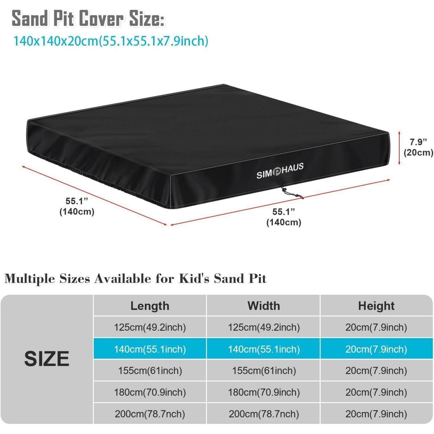 LuxusKollektion Sandkasten-Abdeckplane Sandkastenabdeckung Wasserdicht Atmungsaktiv 420D Oxford 140x140x20cm