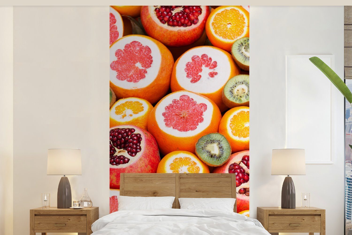 Orange, für Matt, Obst - (2 Schlafzimmer Küche, Fototapete - bedruckt, MuchoWow Fototapete Zitrusfrüchte Vliestapete St), Wohnzimmer