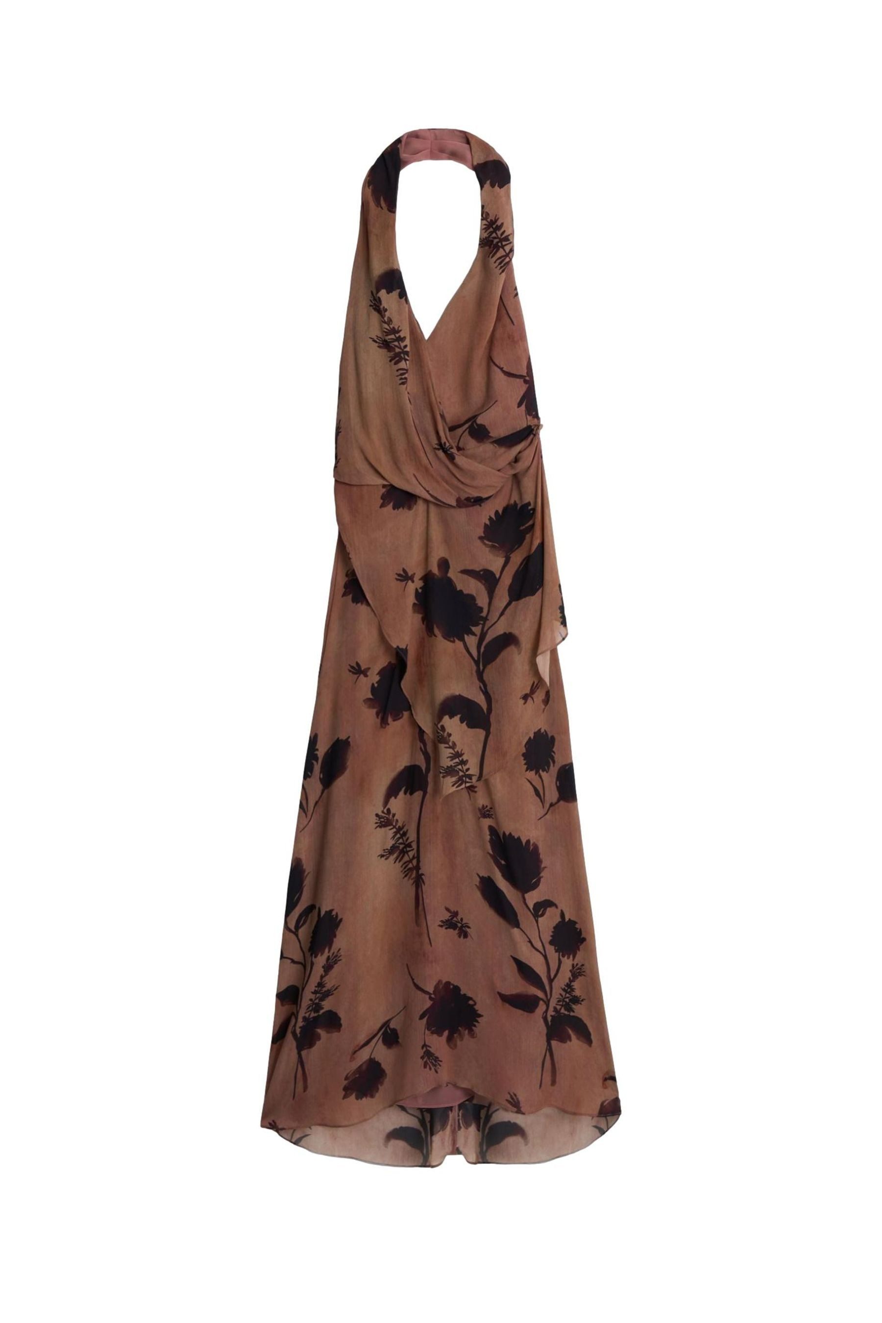 Bhoem Abendkleid Formelles, langes, rückenfreies Kleid mit Print (1-tlg)