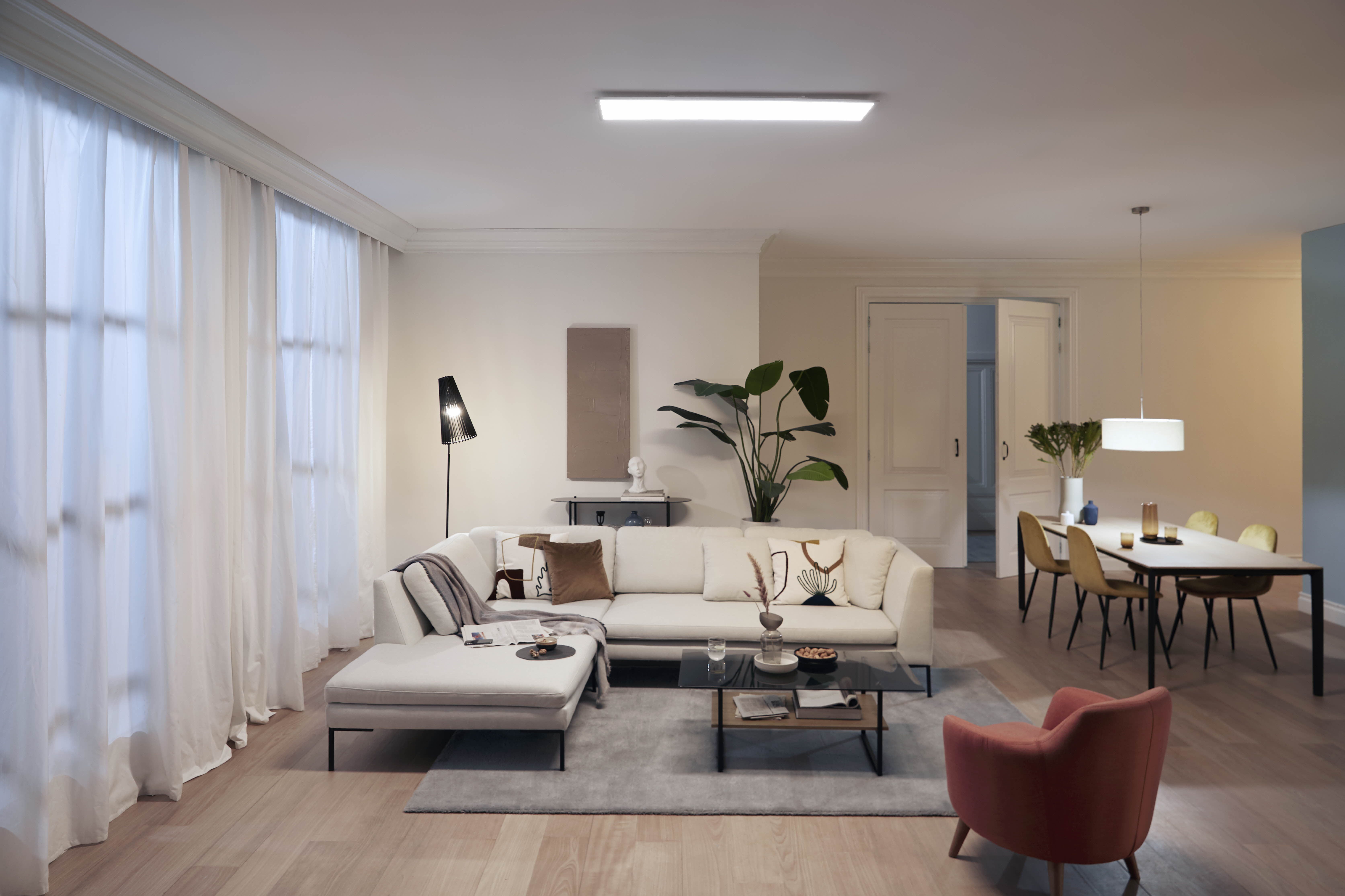 Philips LED Deckenleuchte Touch Deckenleuchte SceneSwitch rechteckig 36W 4000K weiß, Dimmfunktion, Memoryfunktion, dimmbar über Fernbedienung, mehrere Helligkeitsstufen, LED fest integriert, Kaltweiß