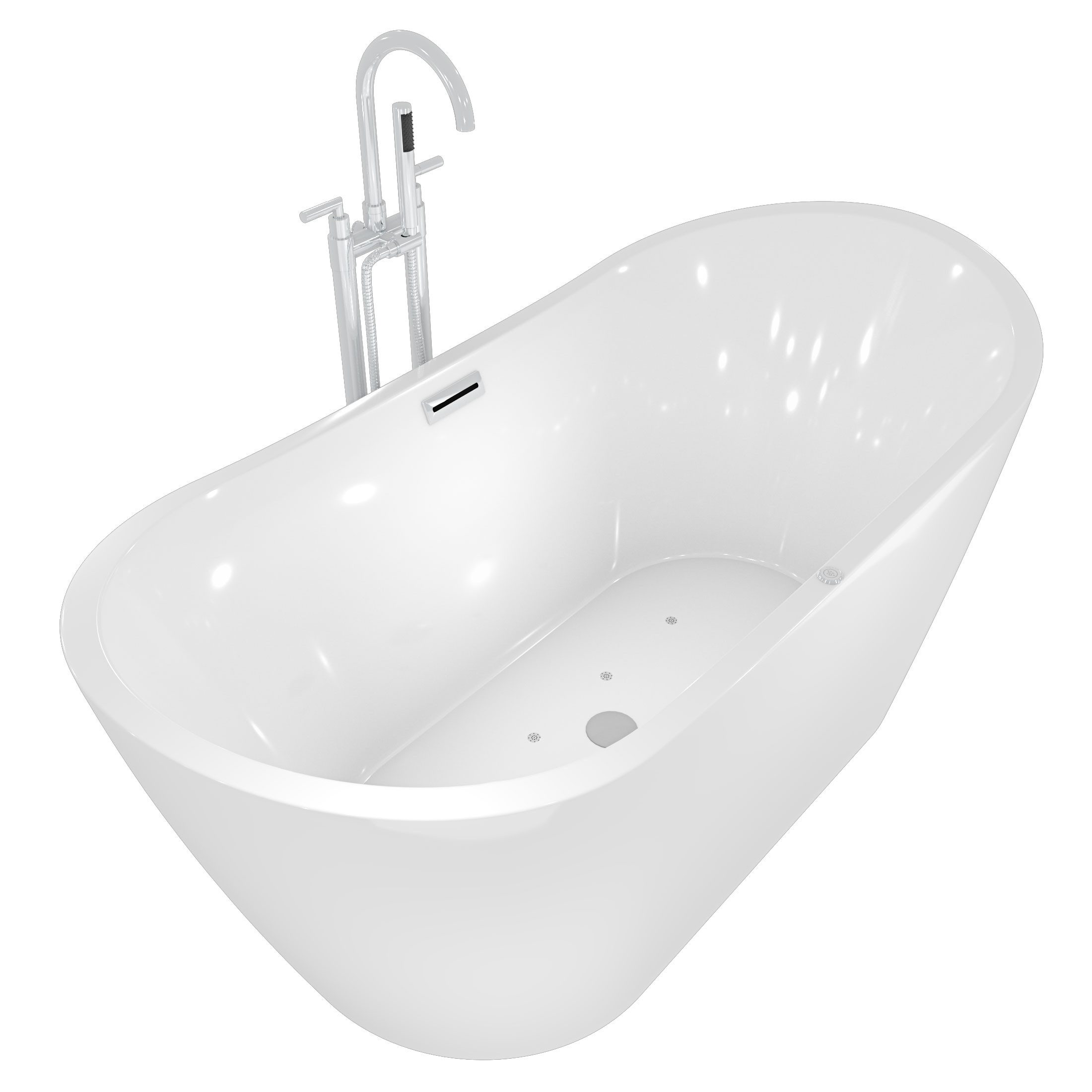AcquaVapore Whirlpool-Badewanne freistehende Badewanne Wanne F13 180x92cm Whirlpool Armatur AF03, (1-tlg), mit Ablaufgarnitur