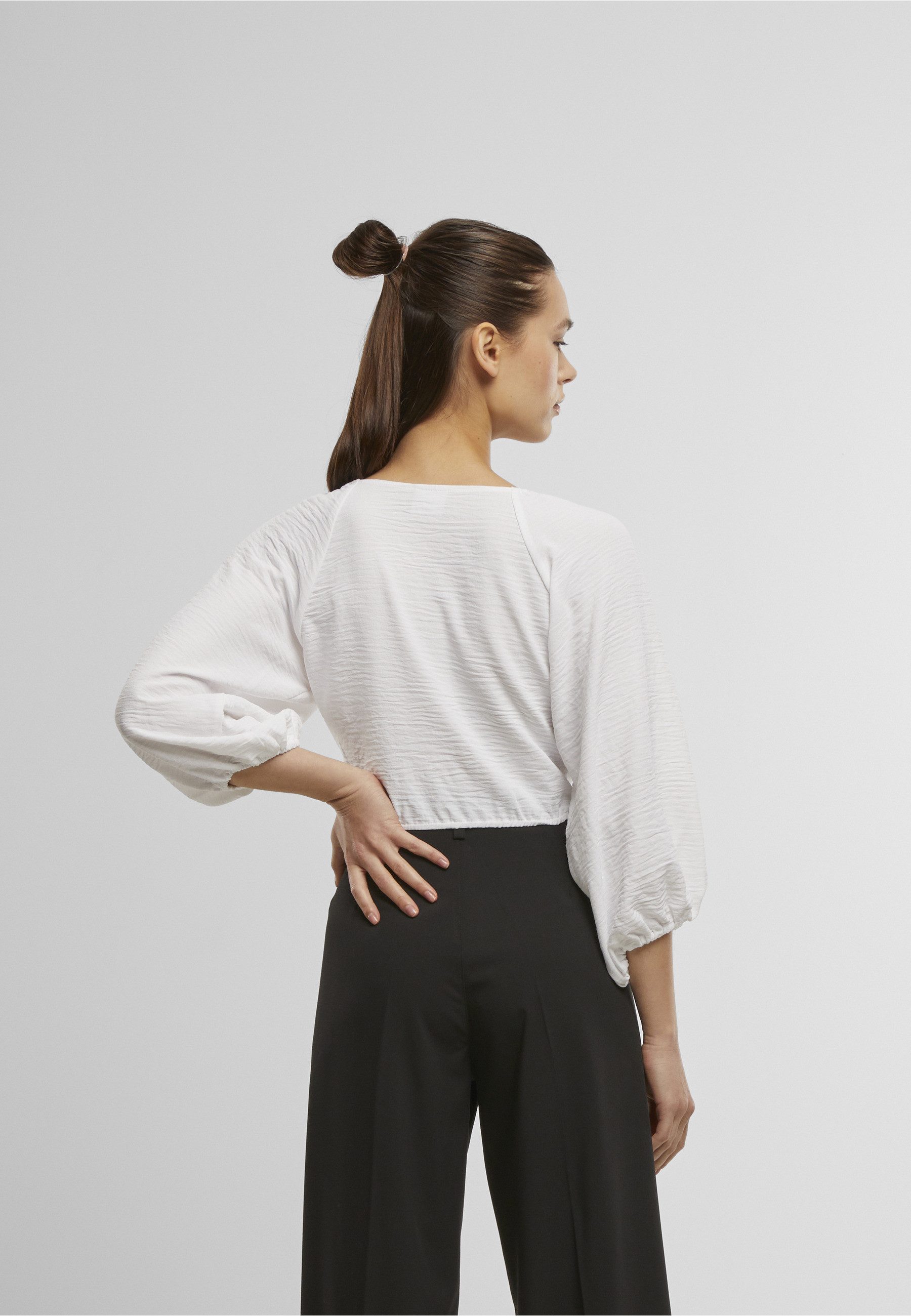 URBAN CLASSICS Klassische Bluse Urban Classics Ladies Structured Knotted Blouse