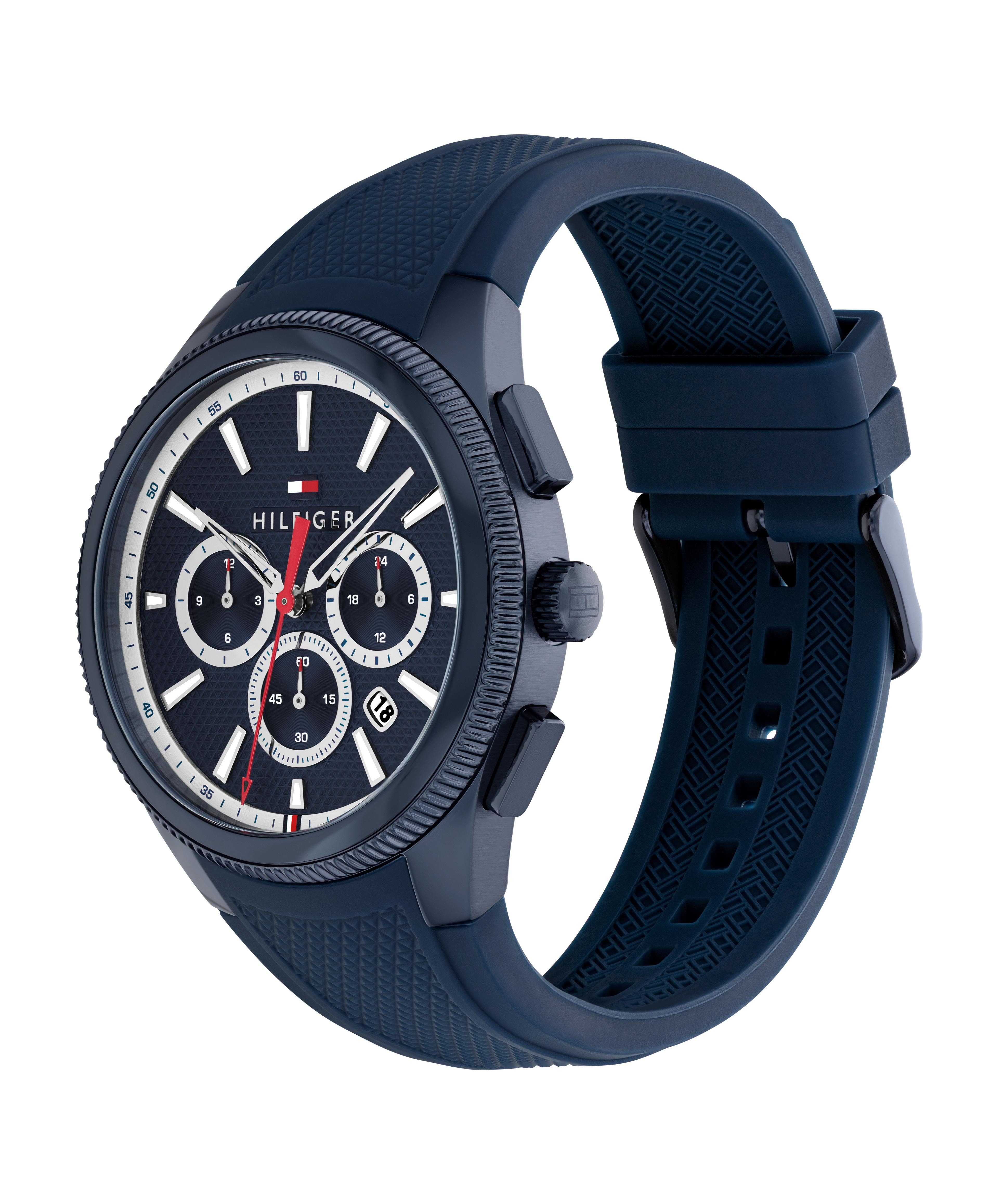Tommy Hilfiger Multifunktionsuhr Sam 1792252, Quarzuhr, Armbanduhr, Herrenuhr, Silikonarmband, analog, Tag