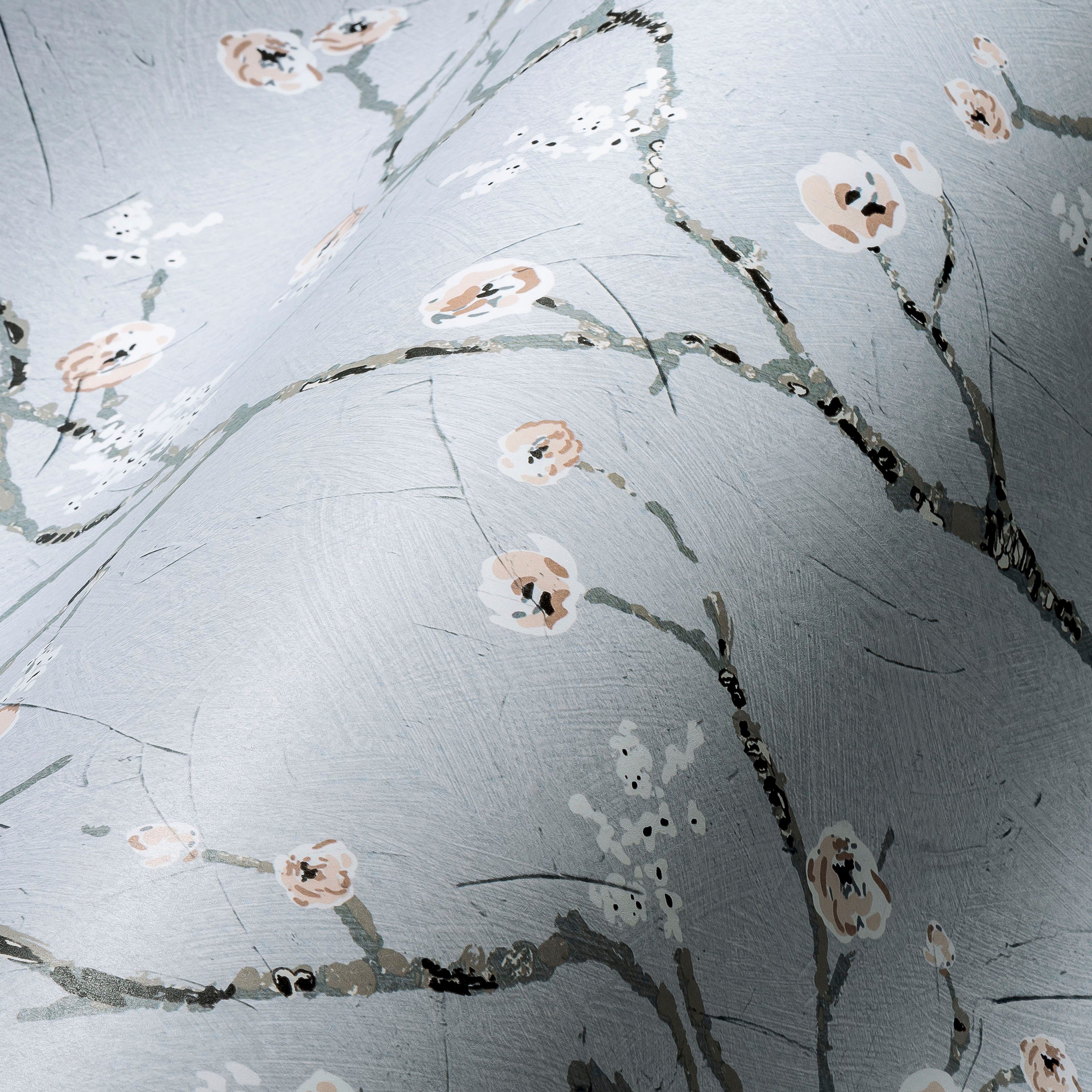 A.S. Création Vliestapete PintWalls Mandelblüte, St), grau/braun/weiß glatt, (1 Asiatisch matt