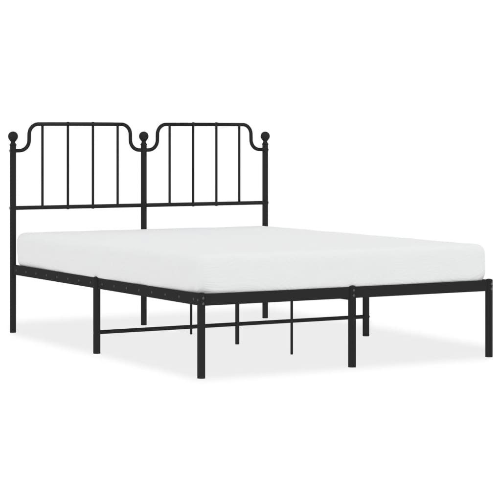 vidaXL Bettgestell, Bettrahmen mit Kopfteil Metall Schwarz 140x190 cm günstig online kaufen