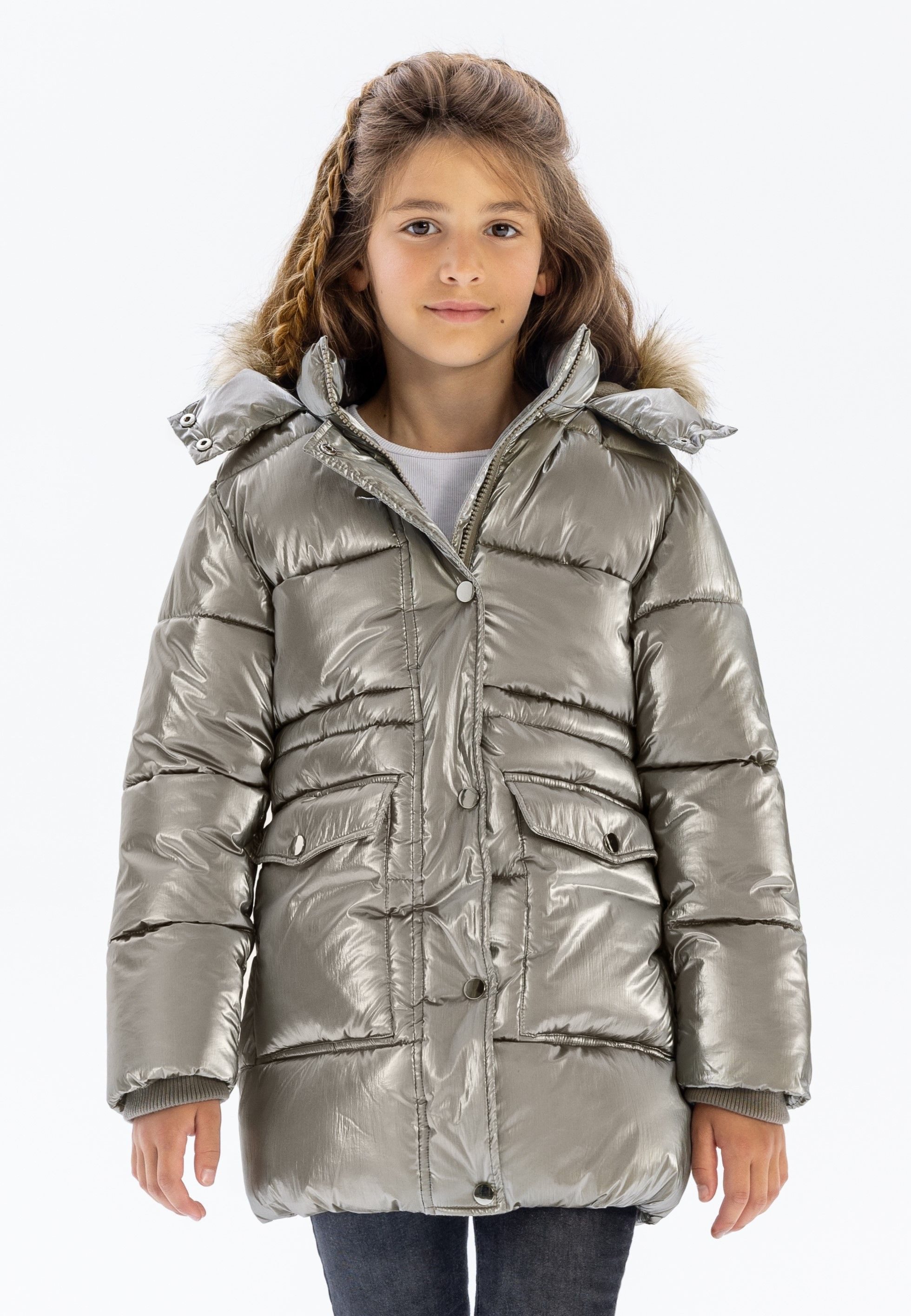 MINOTI Winterjacke Gefütterte Jacke im Metallic-Look, mit abnehmbarem Kunst günstig online kaufen