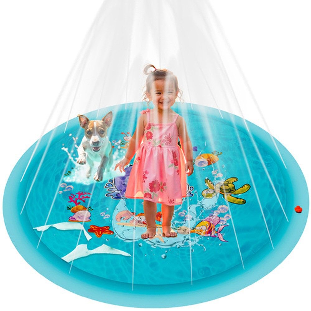 KRUZZEL Spiel-Wassersprenkler Kinder Wassersprinkler Wasserfontänenmatte, 165 cm Durchmesser ideal für Rasenflächen und Außenbereiche