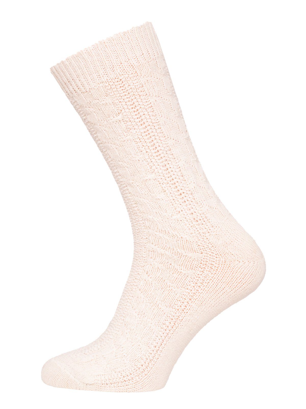 HomeOfSocks Socken 70% Lammwolle Socks Zopfmuster Wollsocken Extra Warm (Paar, 1 Paar) Feine und strapazierfähige Lambswool Wollsocken Creme