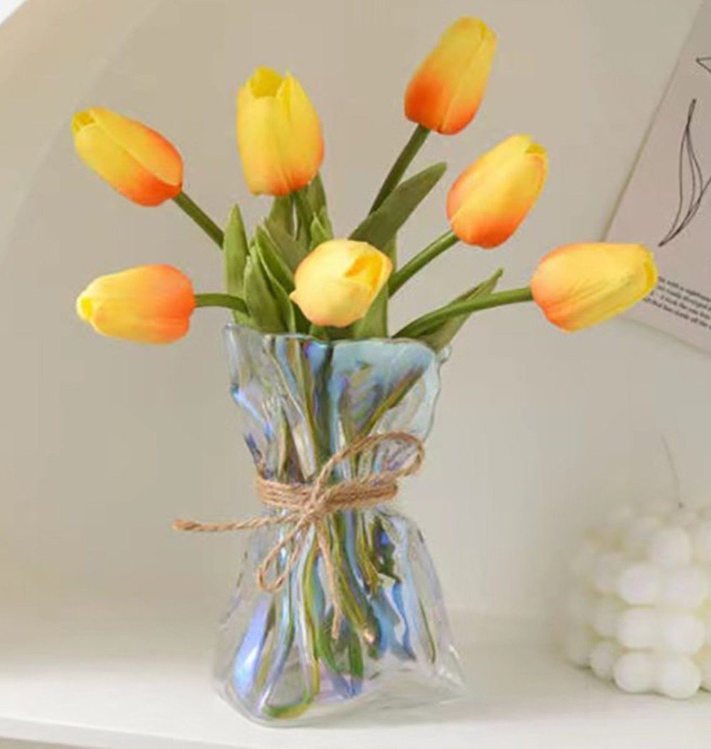 Glasvase Bernstein 23cm - Große Blumenvasen Mit Breiter Öffnung - Für Wohnzimmer & Hochzeit