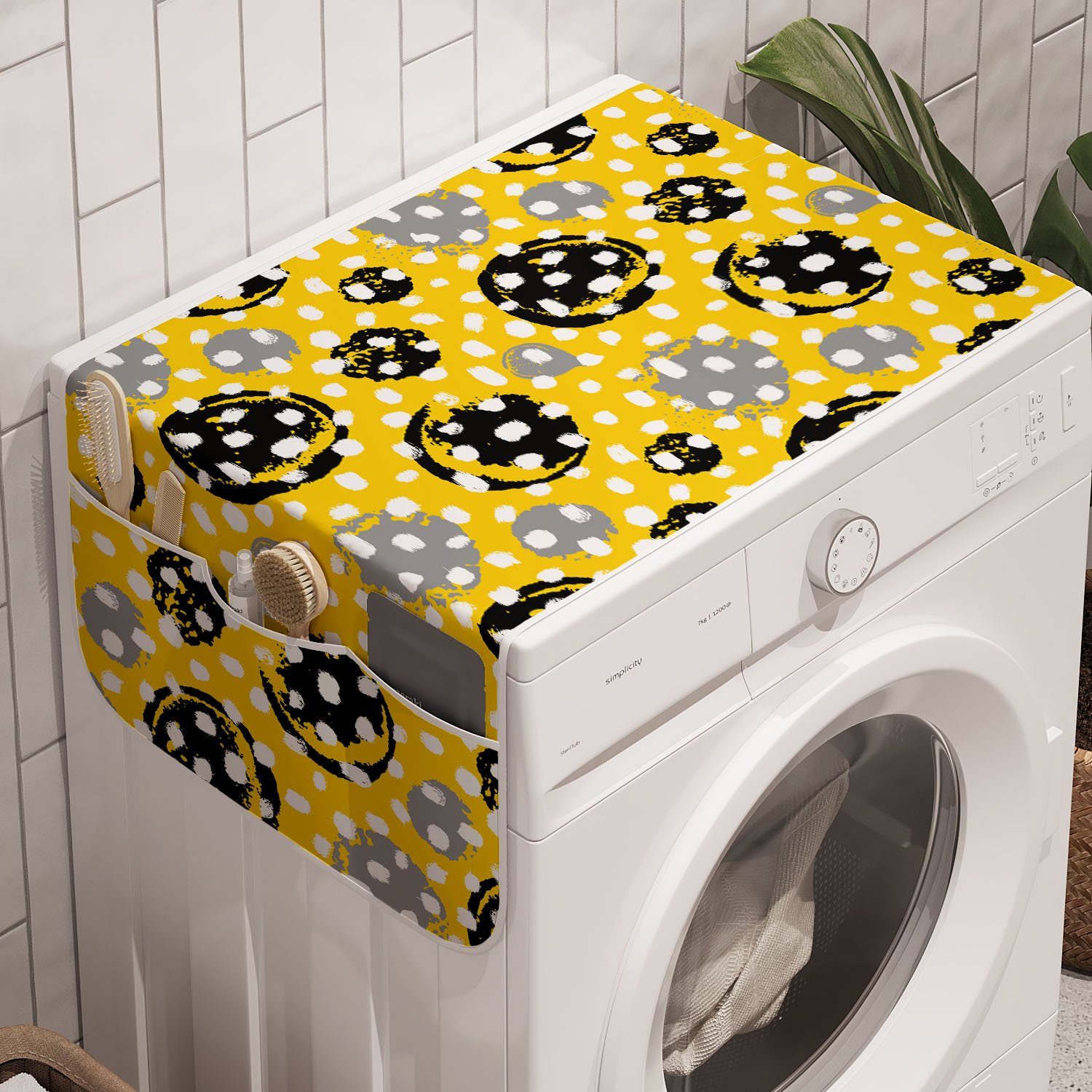 Abakuhaus Badorganizer Anti-Rutsch-Stoffabdeckung für Waschmaschine und Trockner, Kunst Abstrakt Farbe schmiert Kreise | Bad-Organizer