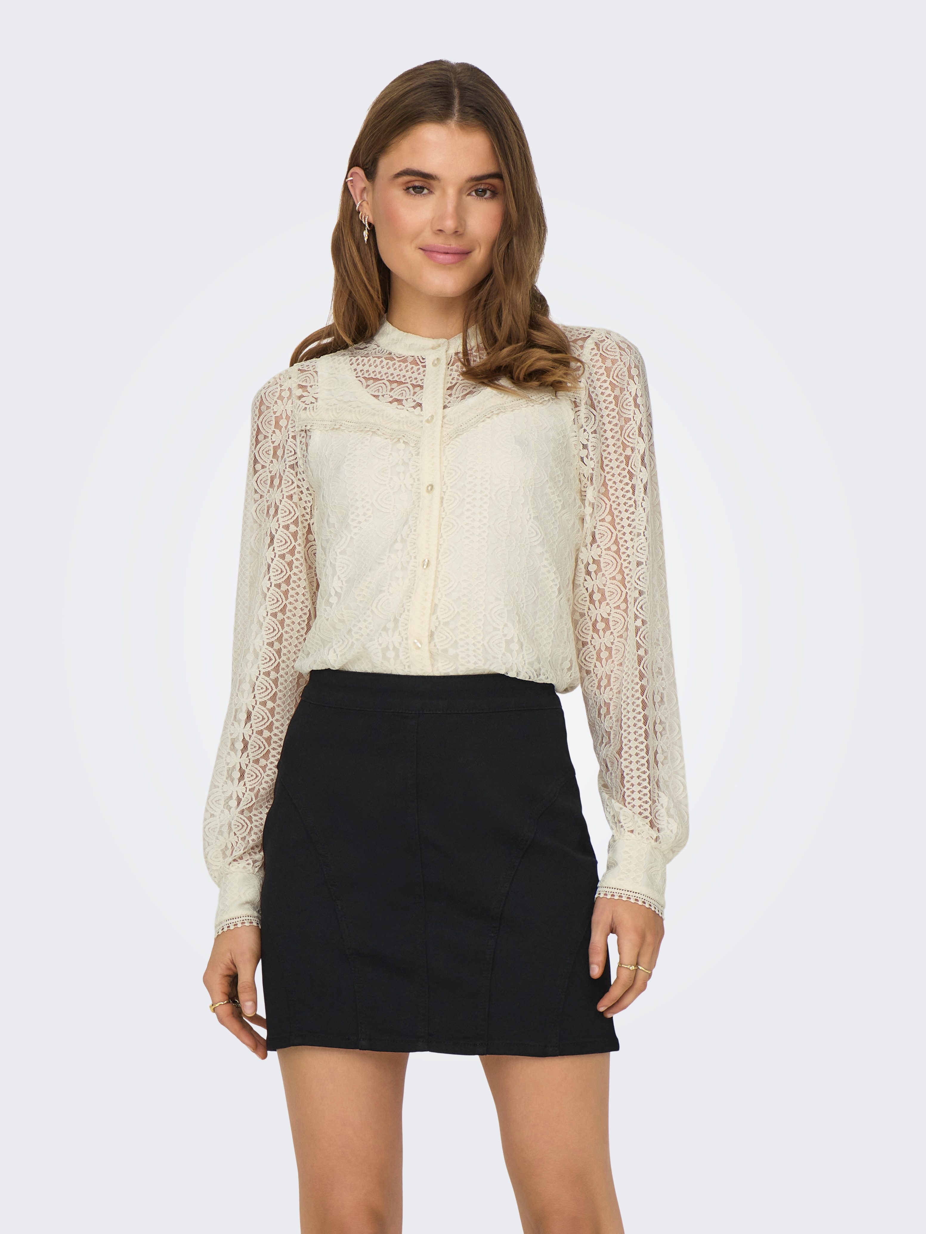 ONLY Spitzenbluse ONLREBA LACE L/S SHIRT günstig online kaufen