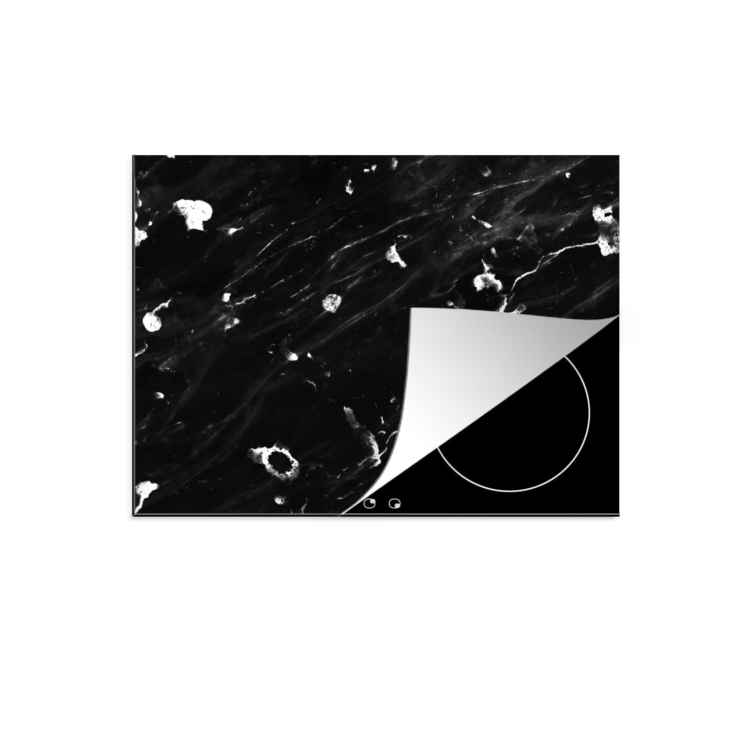 MuchoWow Herdblende-/Abdeckplatte Marmor - Steine Weiß, 59x51 cm, Induktionsschutz, Ceranfeldabdeckung (1 Induktionskochfeld, - Vinyl, tlg)