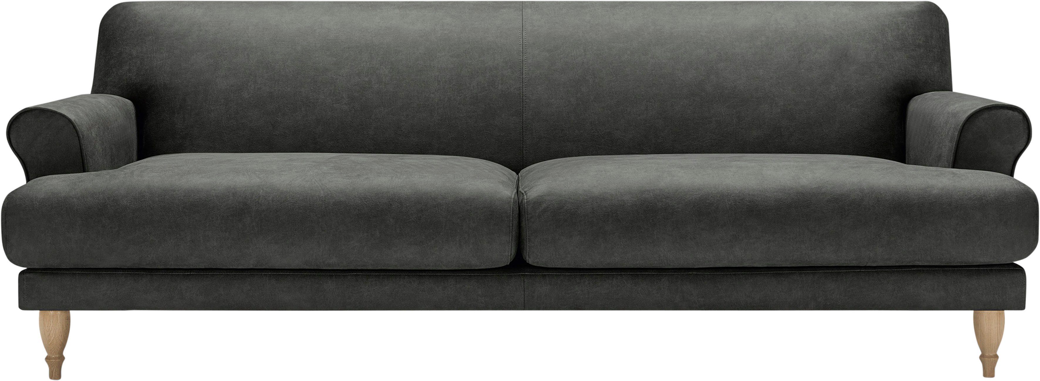 LOVI Sofa Ginger, 3-Sitzer, Füße Eiche natur, Sitzunterfederung mit Polsterunterlage
