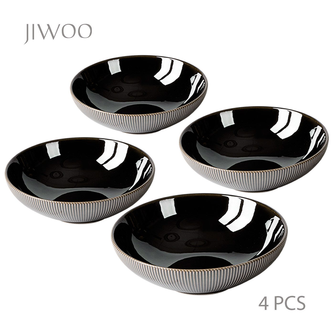 JIWOO Suppenteller 4er,Ø22cm,Frühstücksteller,Salatteller,Vorspeisenteller,Pastateller, (4 St), Keramik,Mikrowellen-und spülmaschinenfest,Stapelbares,Luxus,Ø22cm