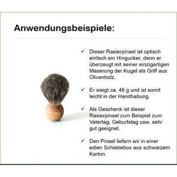 Olivenholz-erleben Rasierpinsel Rasierpinsel RONDO mit Kunsthaar (vegan), 1 tlg., vegan, vielseitig einsetzbar, jedes Stück ein Unikat