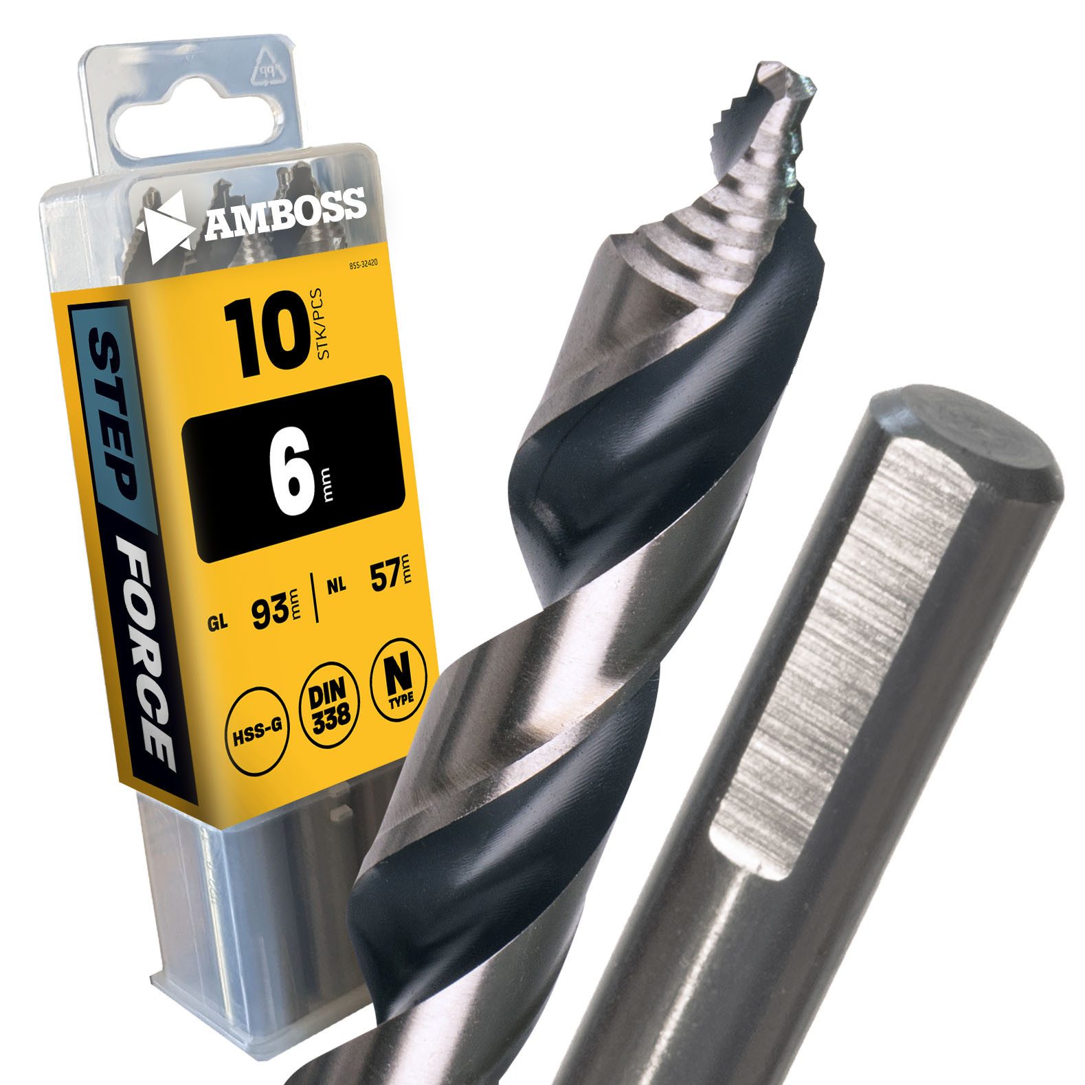 Amboss Werkzeuge Spiralbohrer 10 x STEP Force Metallbohrer DIN 338 - Ø:6 mm
